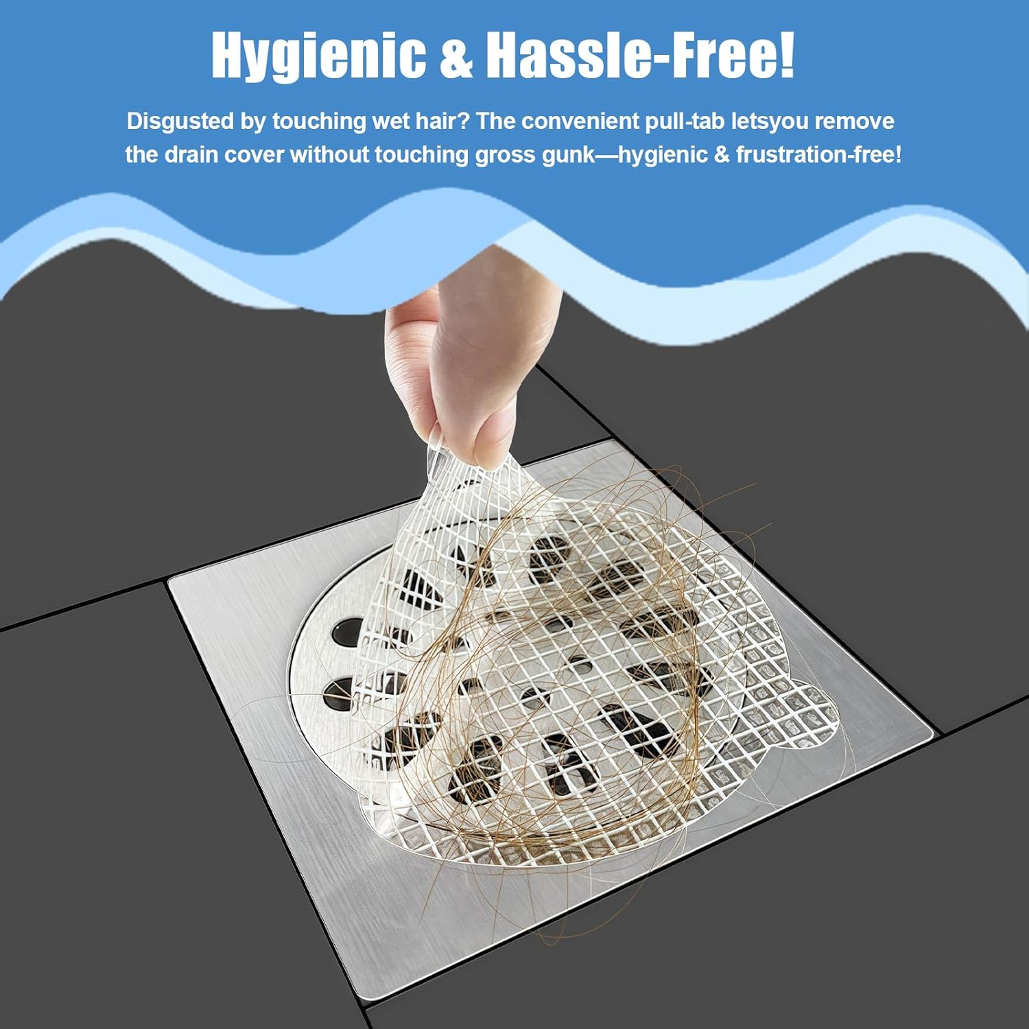 60 Pack Disposable Shower Drain Hair Catcher Hair Trap Drain Covers 4.4” Extra-Wide Mesh Hair