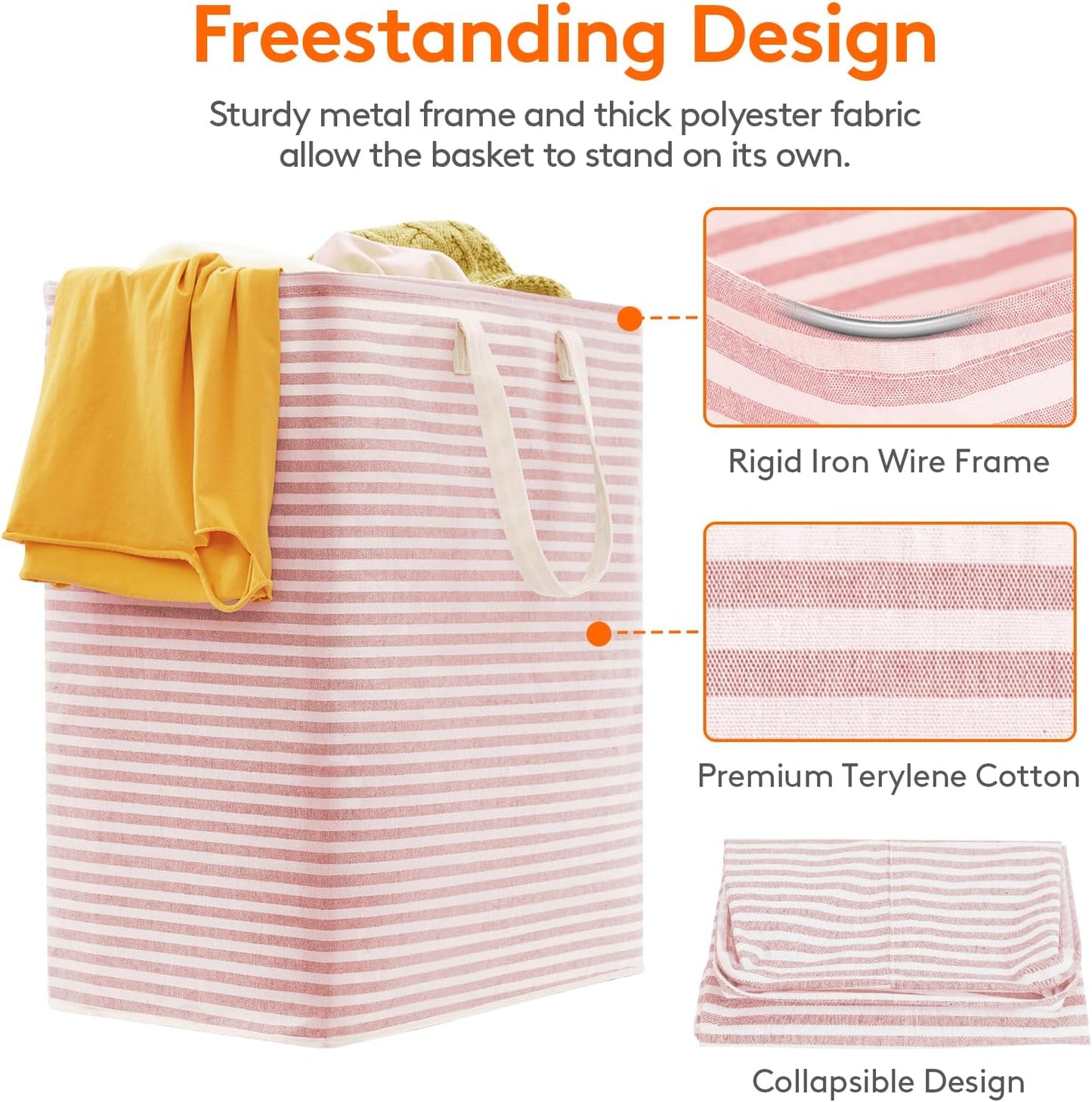 Lifewit 2 Pack Laundry Hamper Large Collapsible Laundry Basket, Freestanding Waterproof Cloth
