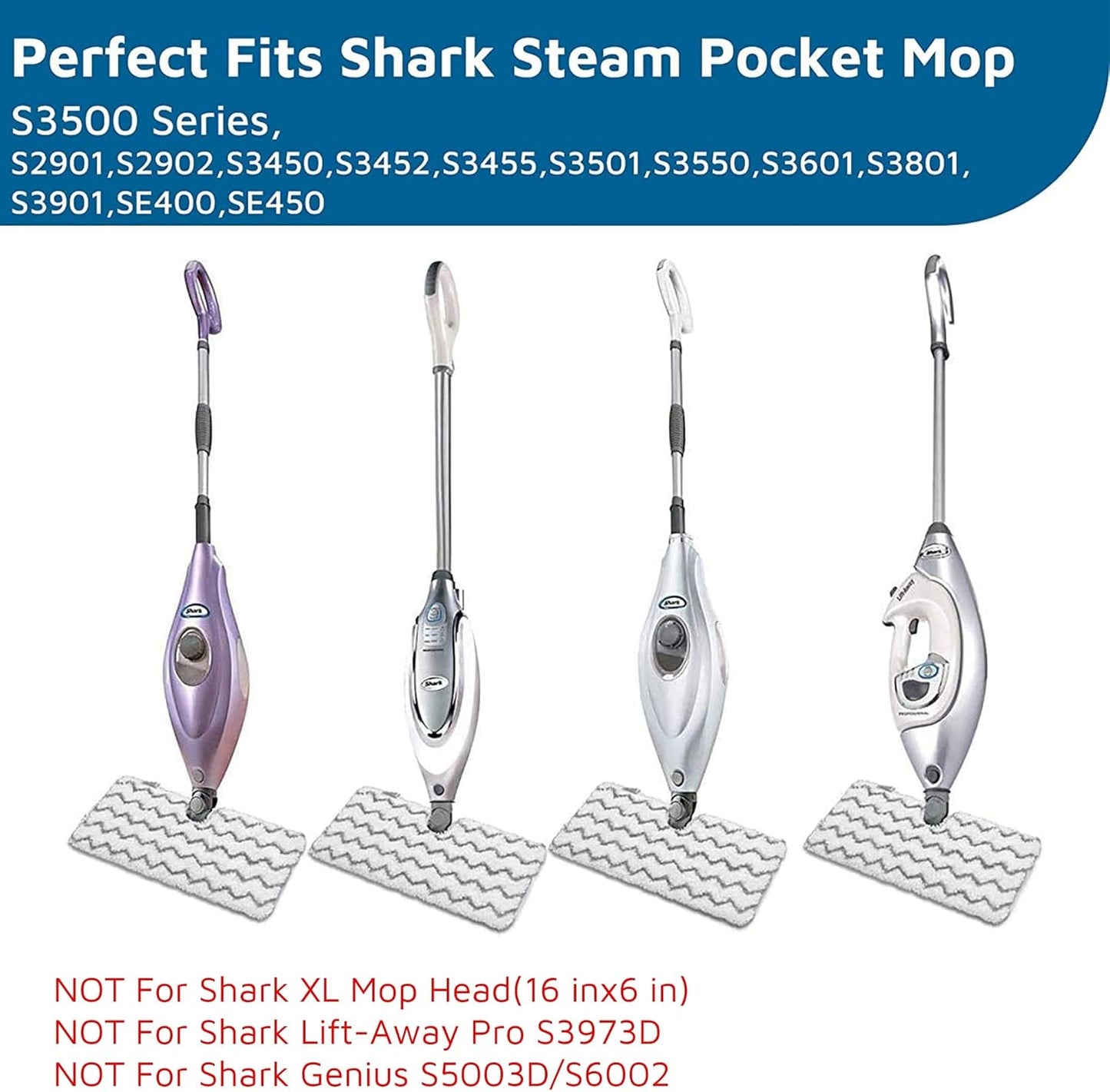 F Flammi Heavy-Duty Steam Mop Replacement Pad for Shark Steam Pocket Mop S3501 S3601 S2901 S2902