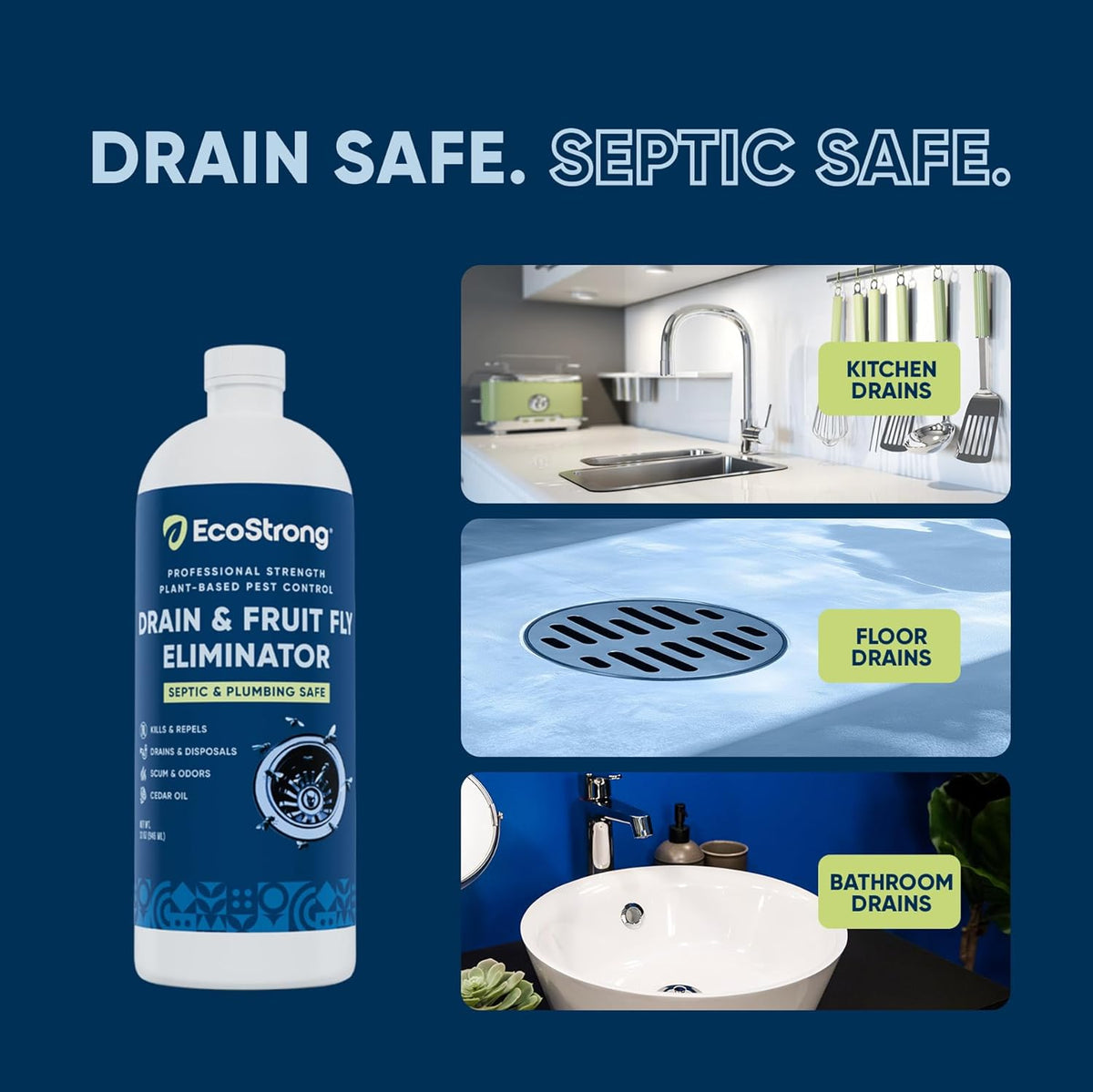 Fruit Fly Drain Treatment | Drain Fly Eliminator | Eliminates Gnats, Sewer Flies and More - Works