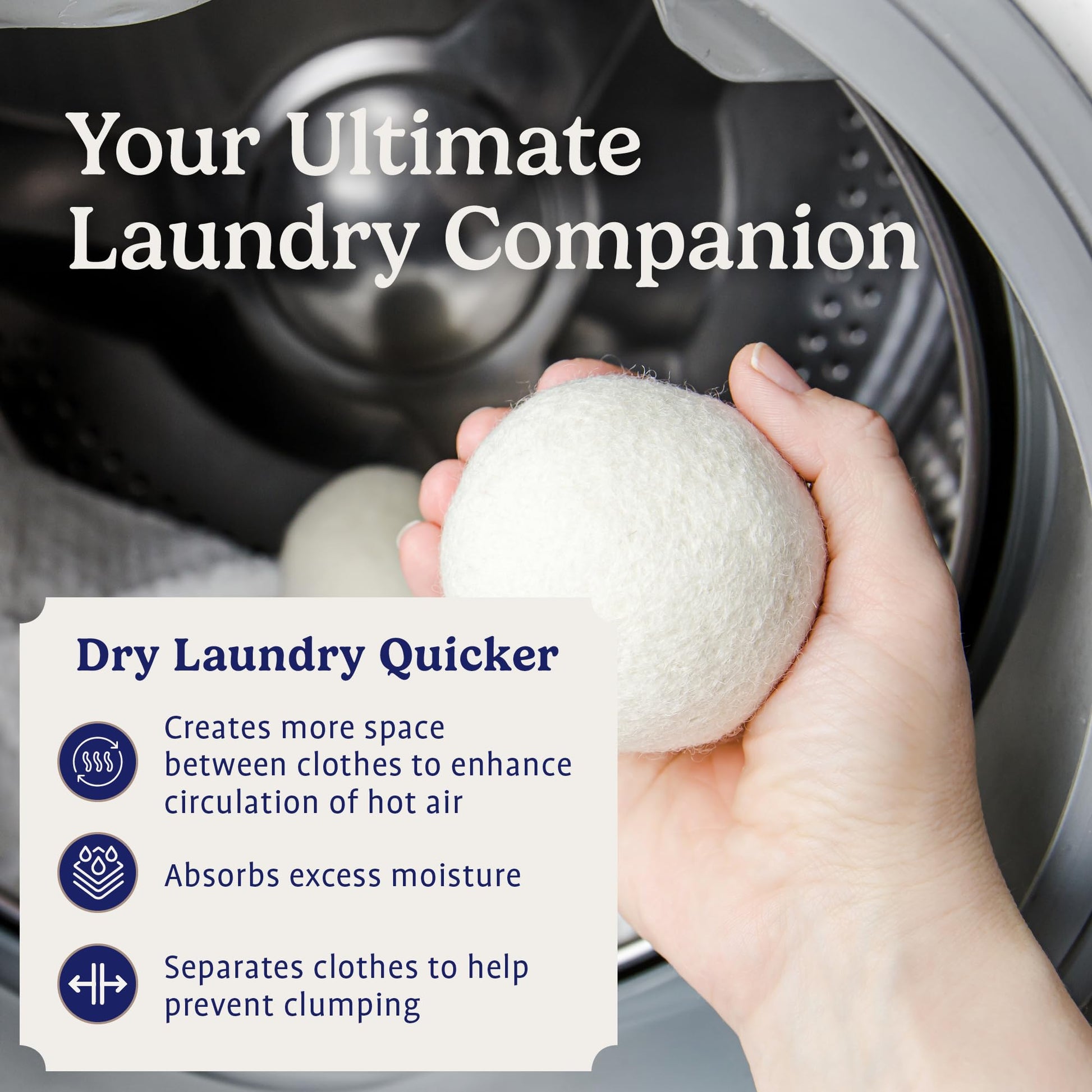 Handy Laundry Wool Dryer Balls 4-Pack, Reusable Natural Fabric Softener