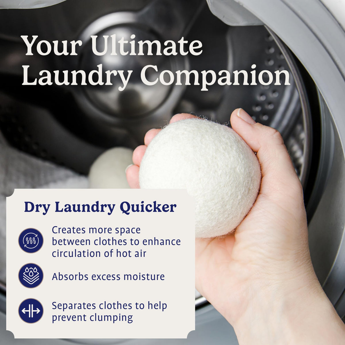 Handy Laundry Wool Dryer Balls - 2.5 Inch - Natural Fabric Softener, Reusable, Reduces Clothing