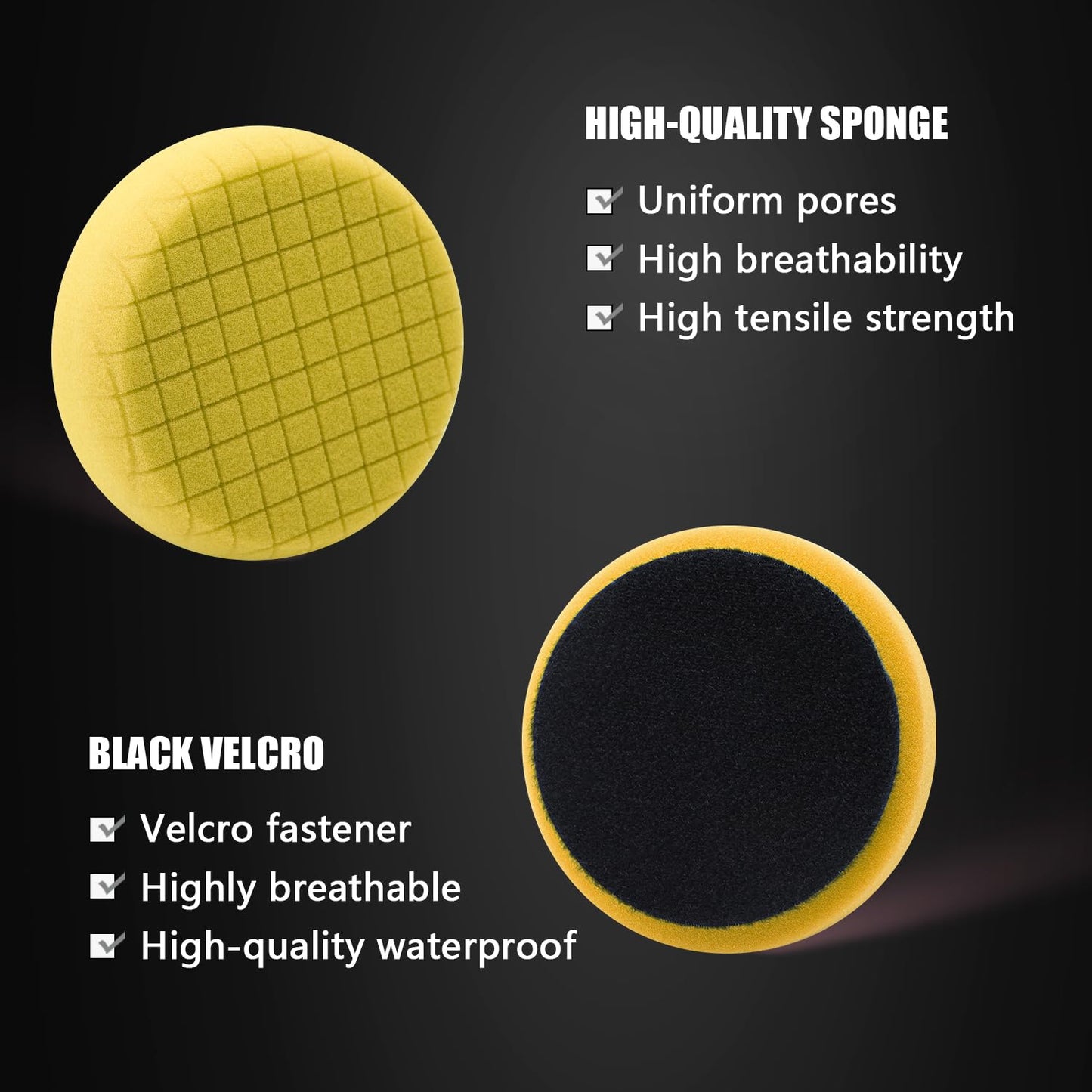 Yellow Medium Cut Pad, Buffing Polishing Pads, SPTA 1Pc 3.5 Inch Face for 3 Inch 80mm Backing Plate