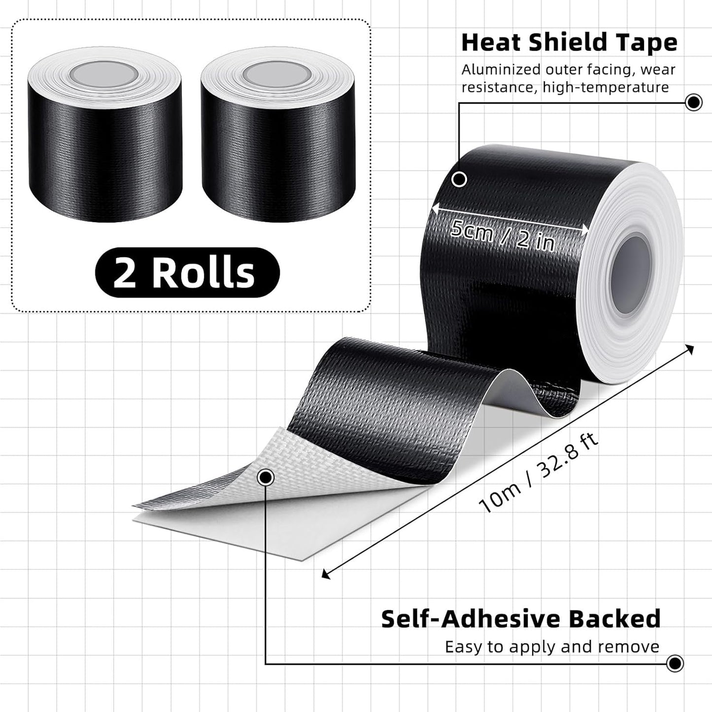 Zonon 2 Rolls Aluminum Foil Tape Heat Shield Tape Barrier Adhesive Reflective Fiberglass Thermal