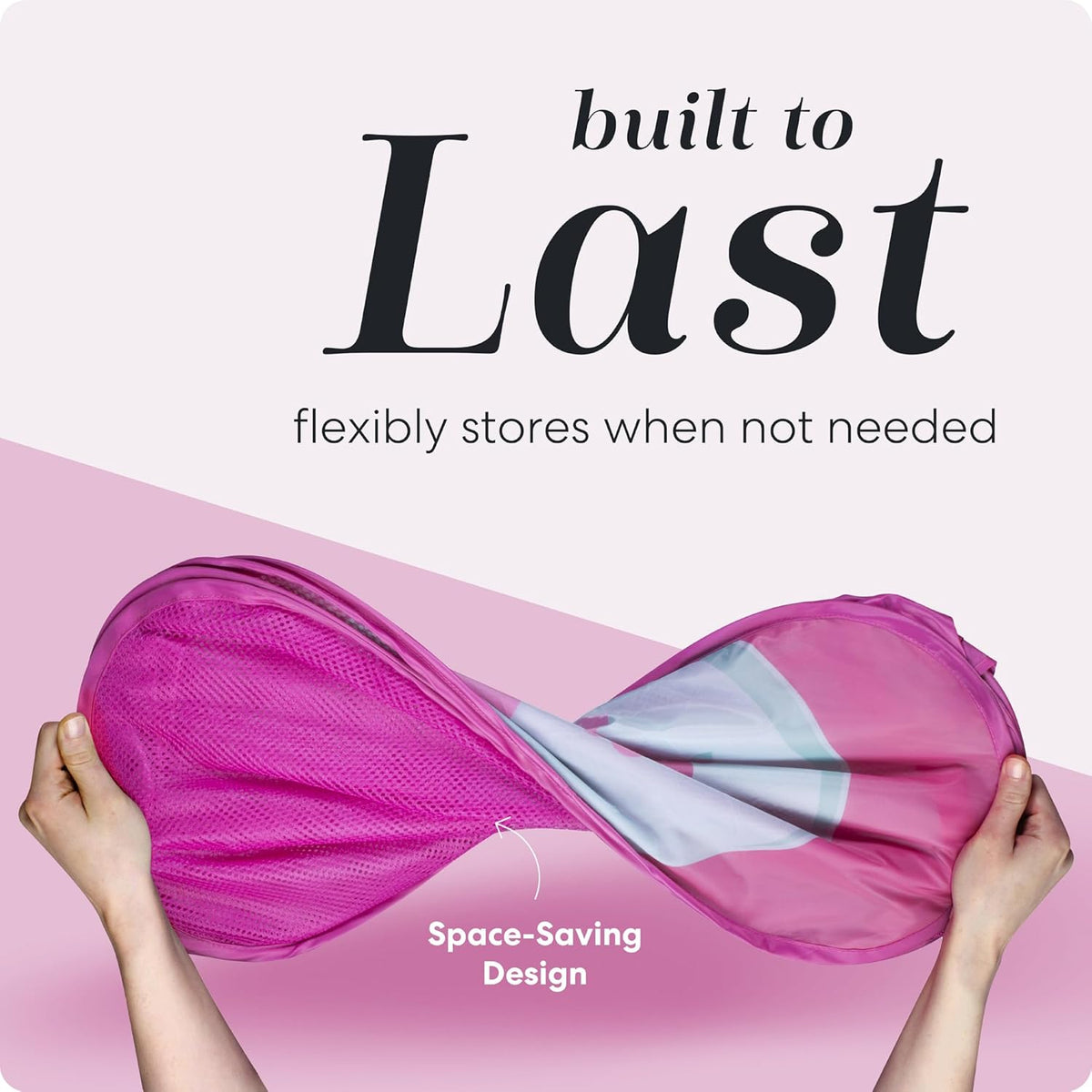 Handy Laundry Collapsible Mesh Pop Up Hamper with Wide Opening and Side Pocket - Breathable