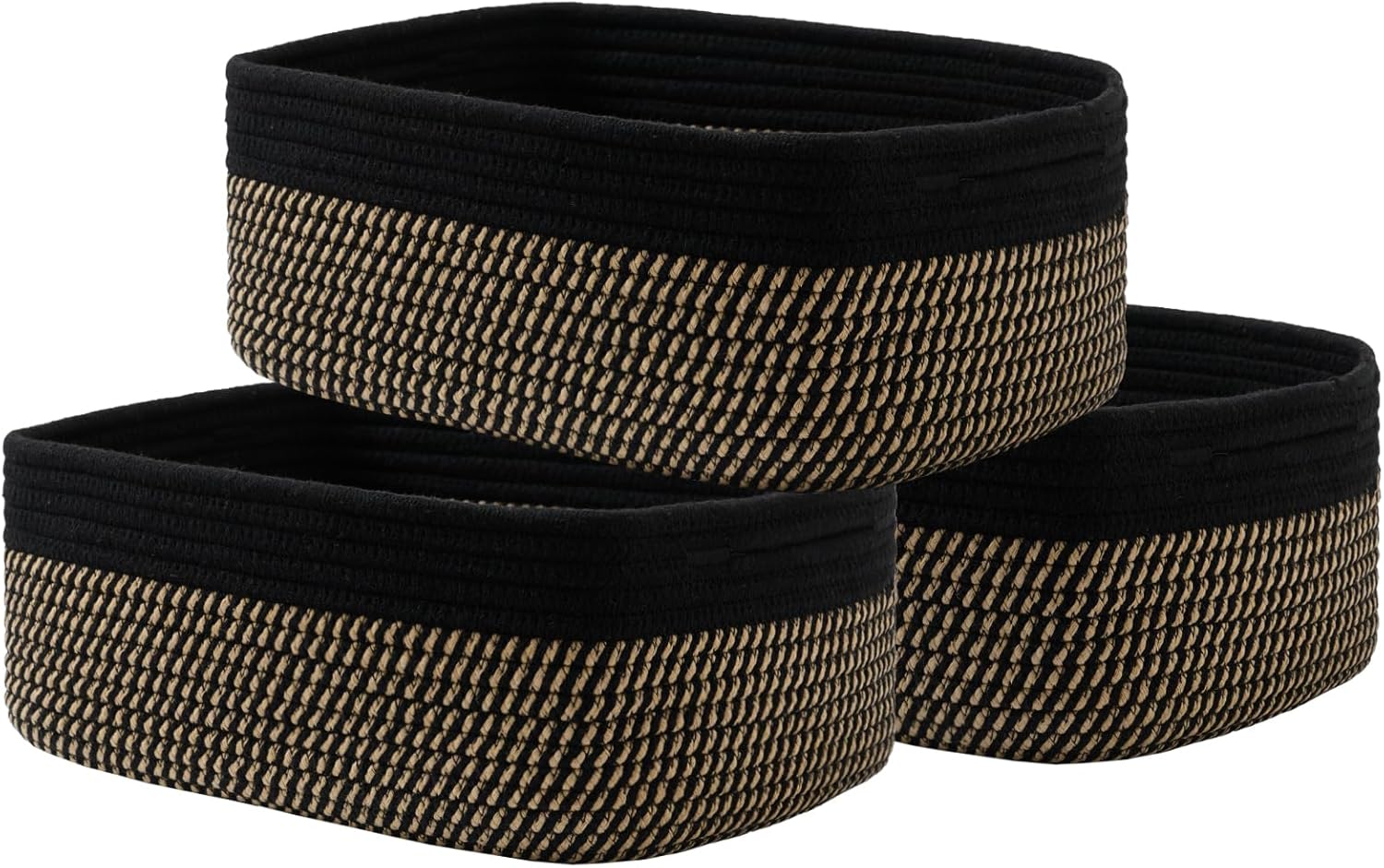 Small Woven Basket, 13.5 x 9.5 x 5 Inches, Storage Basket for Organizing, Cute Small Rope Shelf