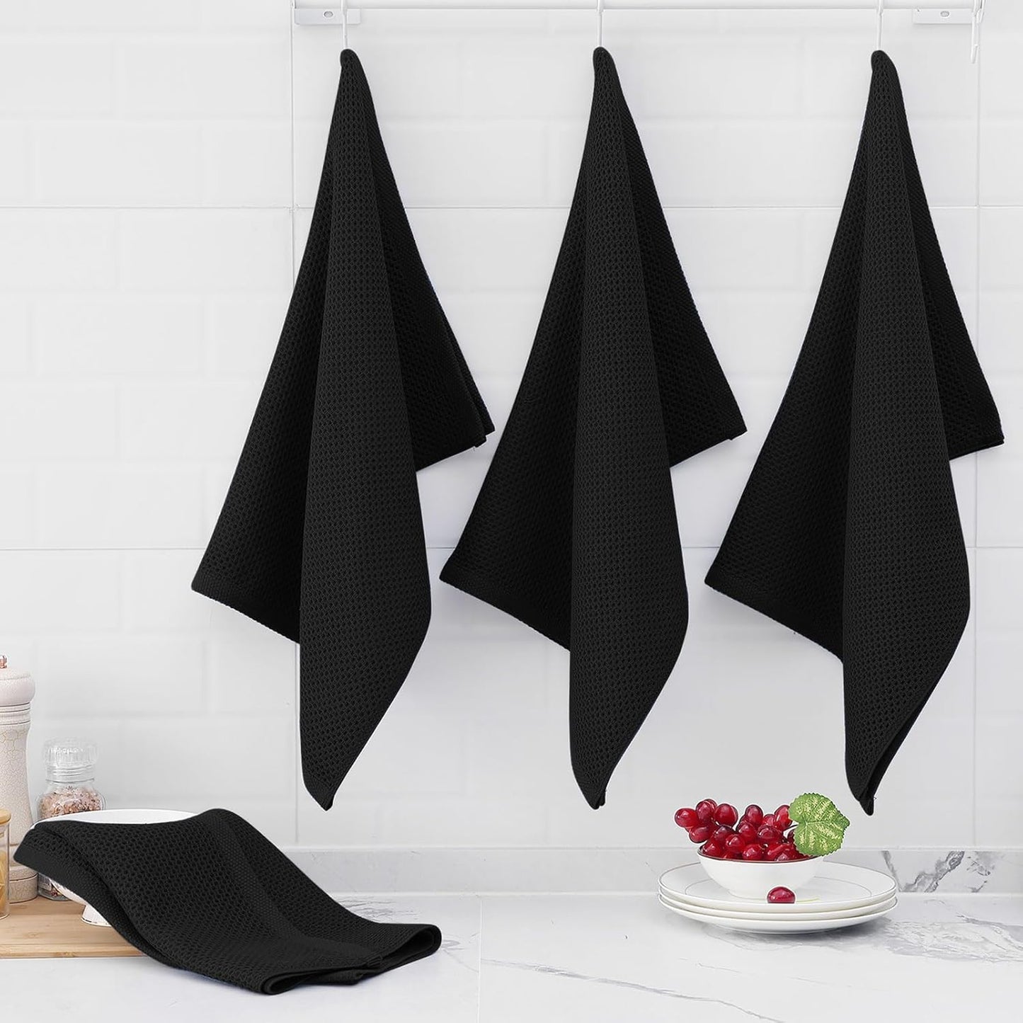 Homaxy 100% Cotton Oversized Waffle Weave Kitchen Dish Towels, Ultra Soft Absorbent Quick Drying