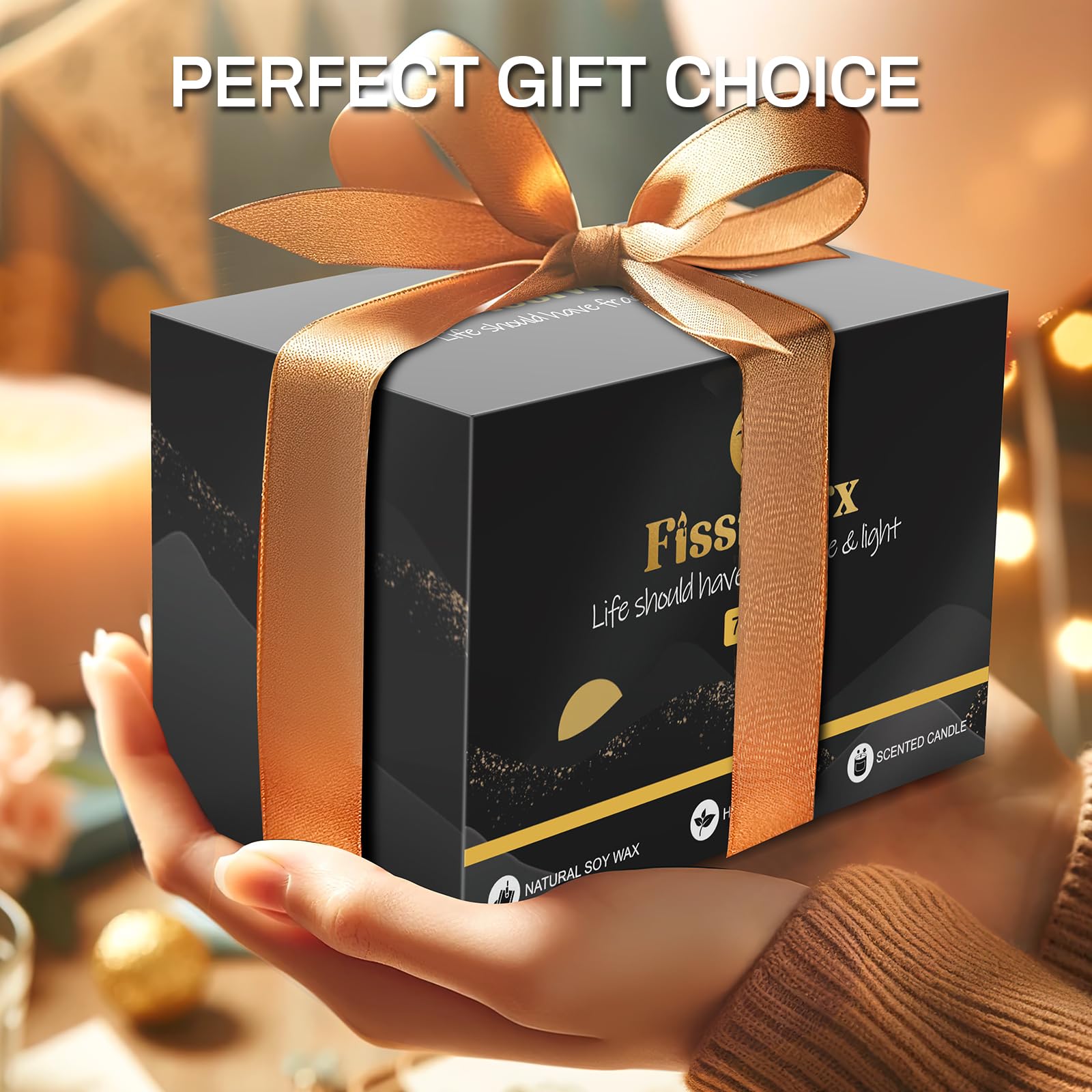 Fissiworx Vanilla Scented Candle Set 2 Pack, Candle for Home Scented, Odor Eliminating, Stress