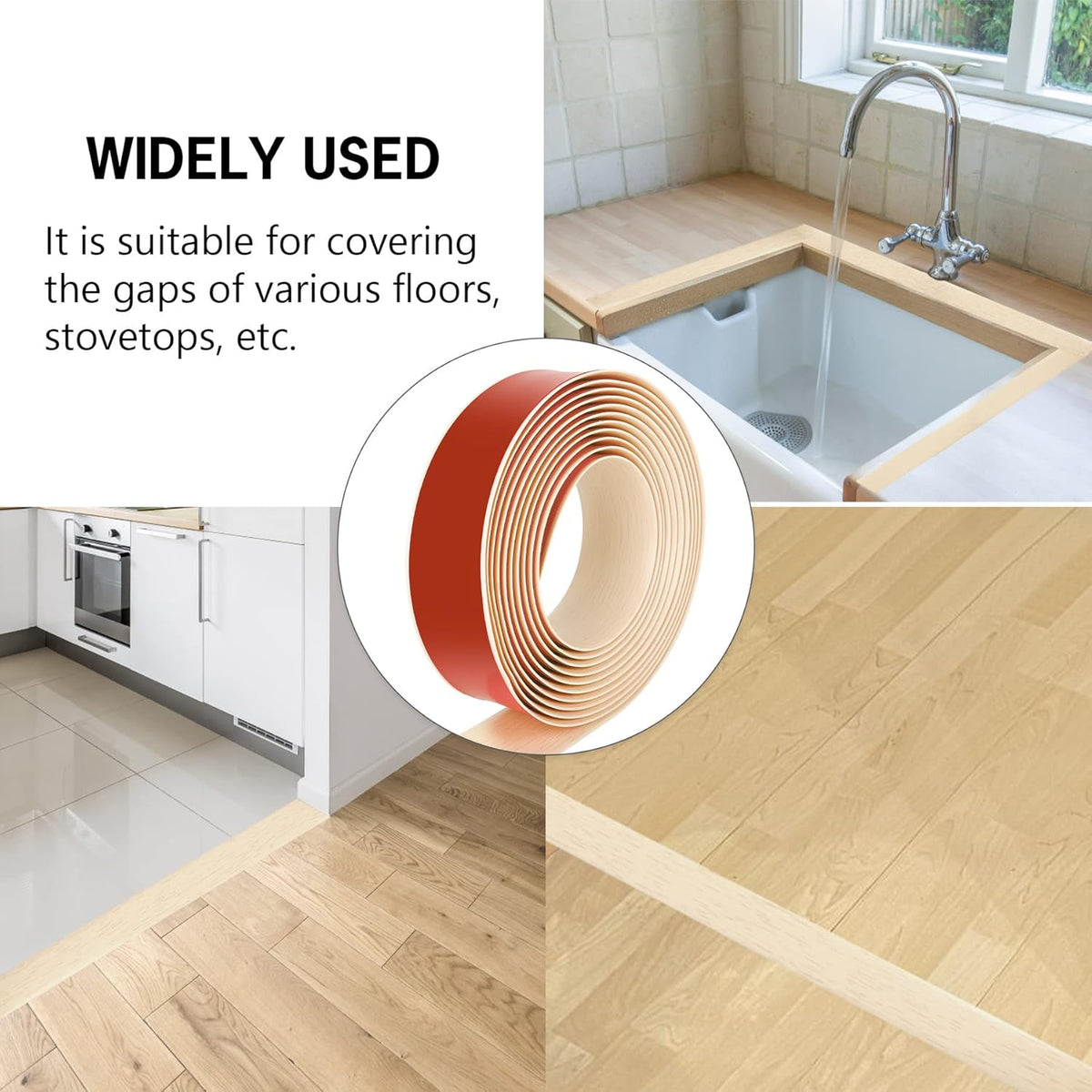 16.4Ft Floor Transition Strip Self Adhesive Vinyl Cover Floor Strip Flat Divider Transition Strip