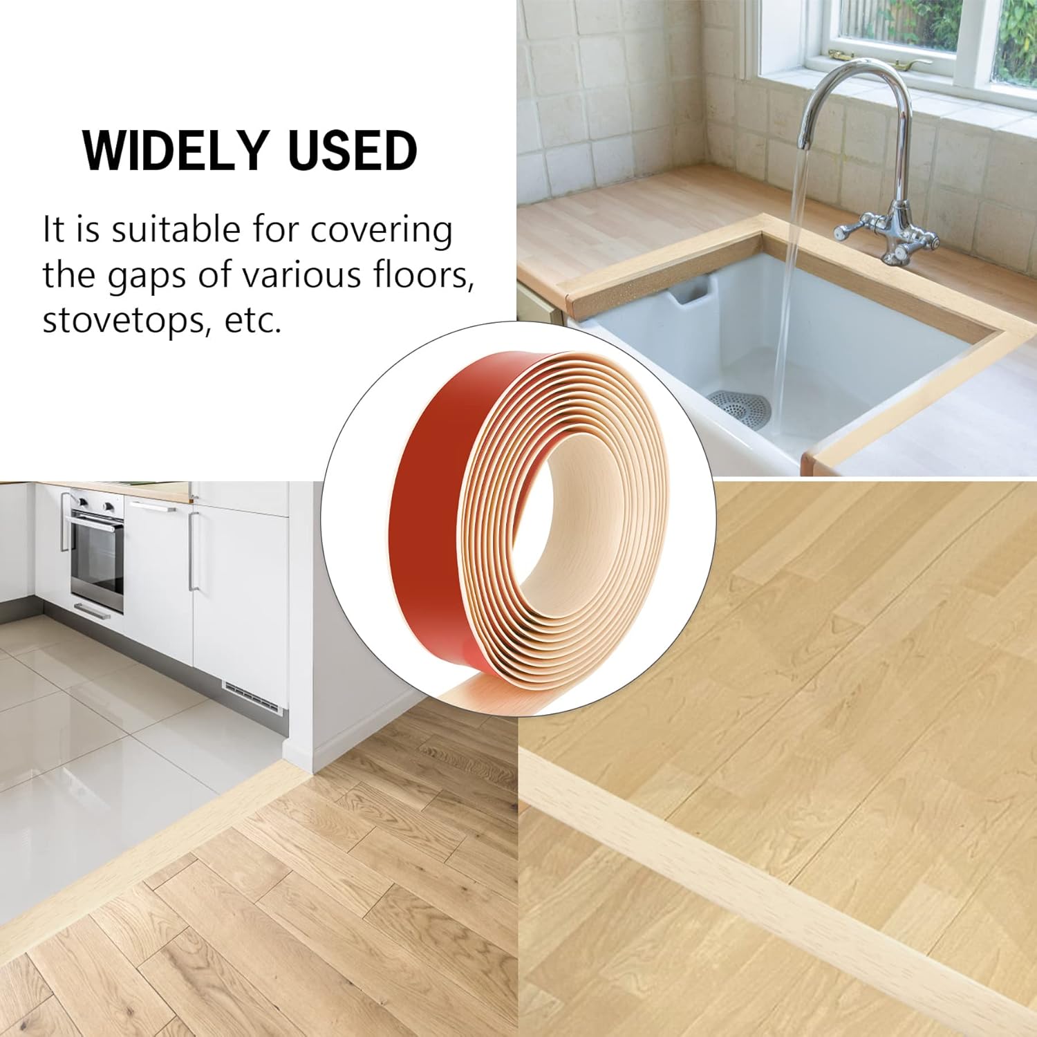 16.4Ft Floor Transition Strip Self Adhesive Vinyl Cover Floor Strip Flat Divider Transition Strip