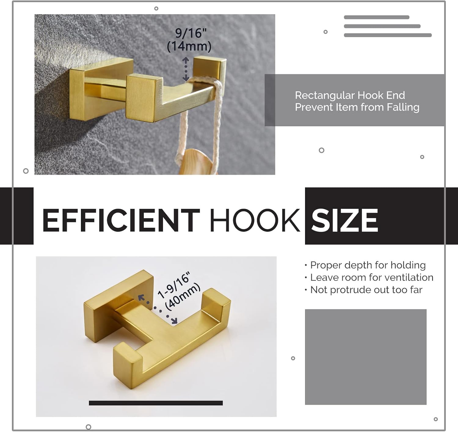 Angle Simple Towel Hook for Bathroom, SUS 304 Stainless Steel Hand Towel Holder, Double Robe Coat