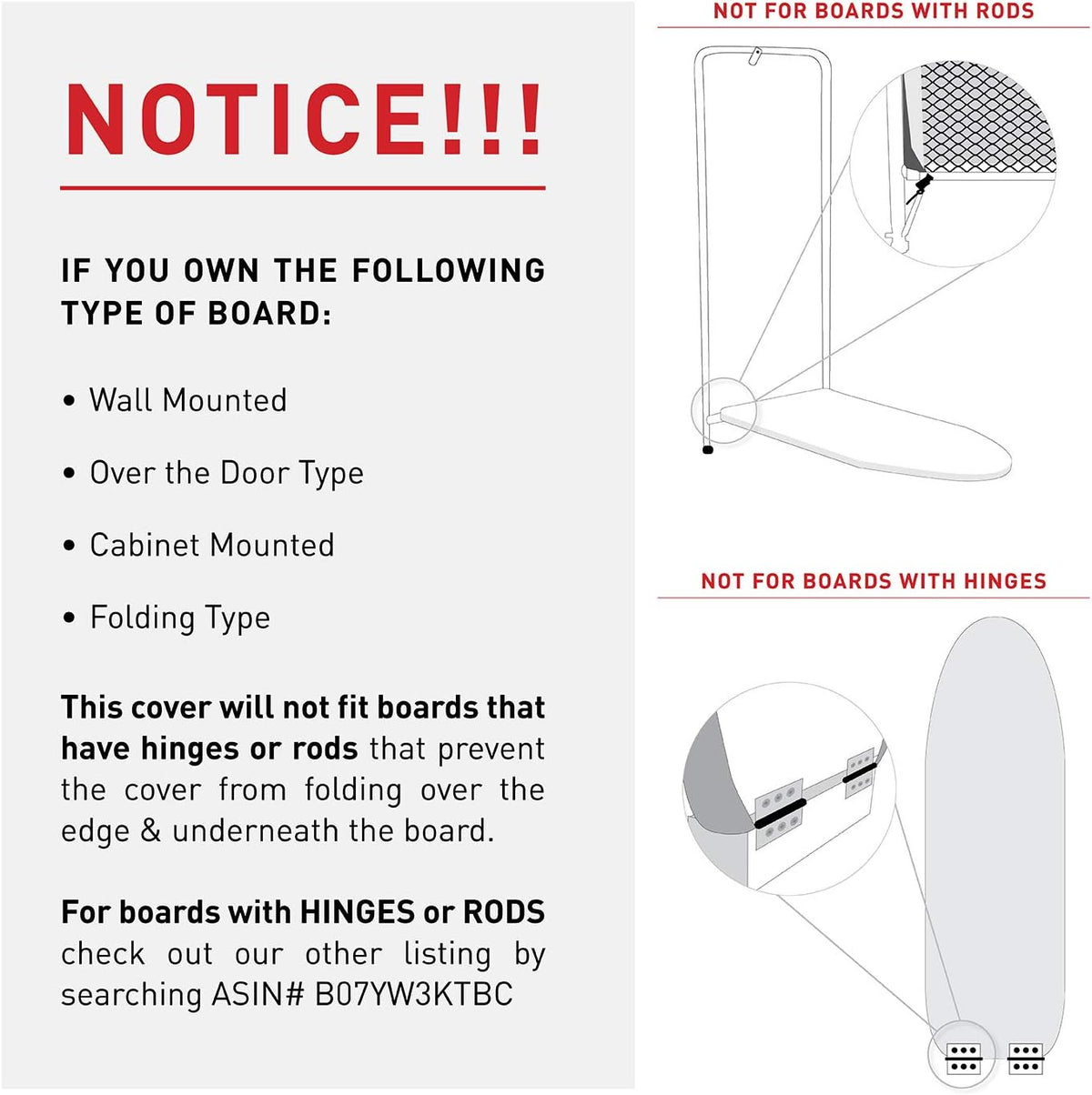 TIVIT Ironing Board Cover 14 x 44, Made in Italy. Pro Grip Pad Covers w/3 Fastener Straps & Pull