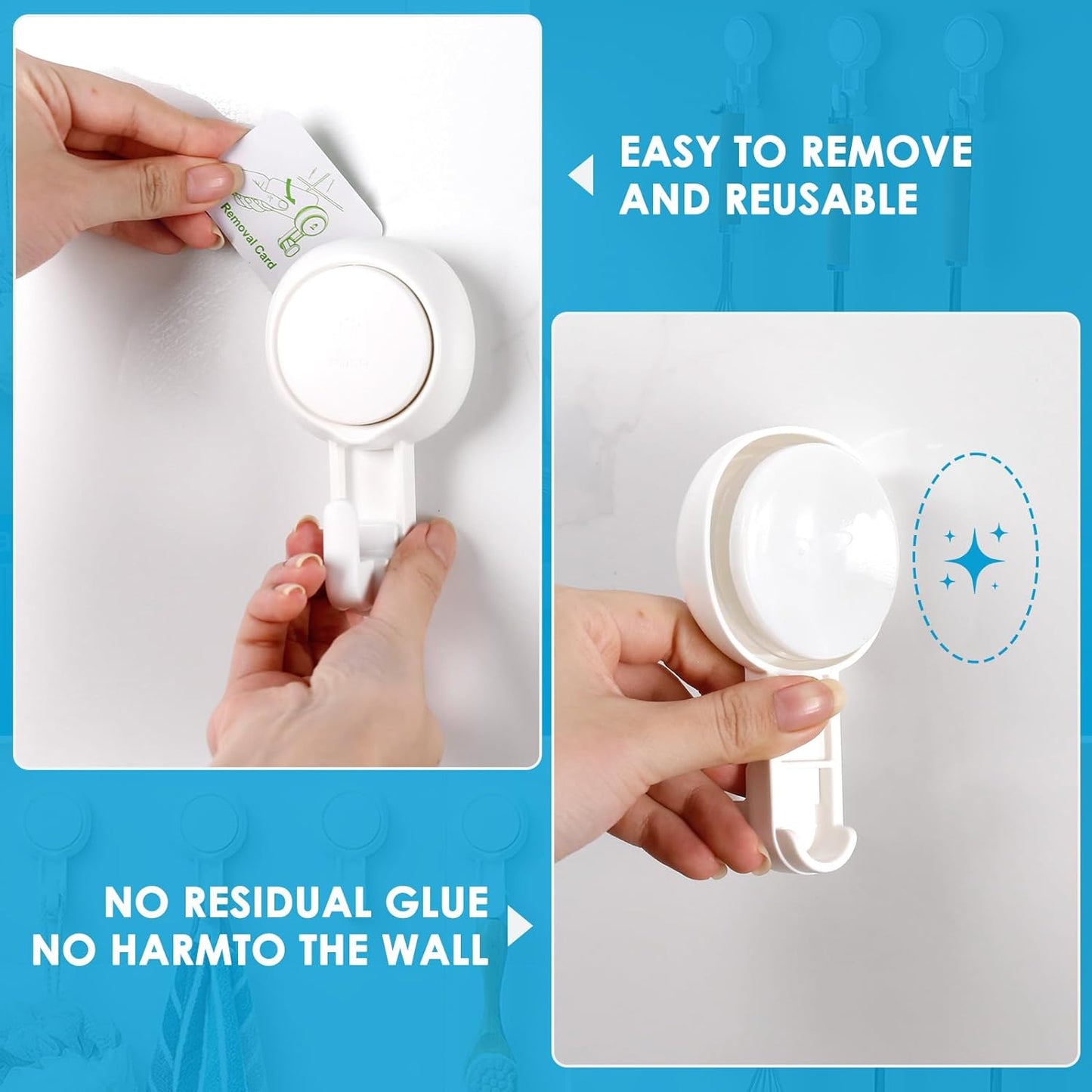 LUXEAR Suction Hooks Powerful Suction Cup Hooks Vacuum Suction Holder Heavy Duty Shower Suction