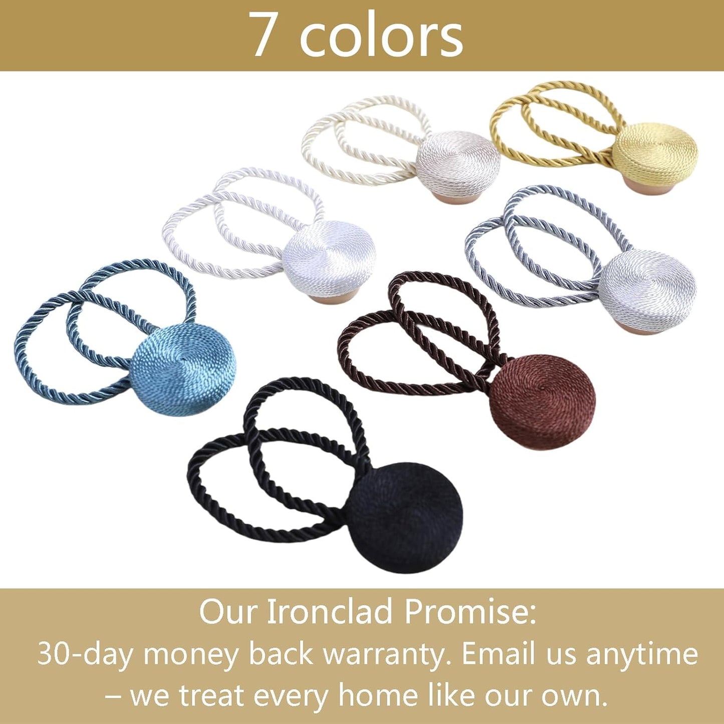 Magnetic Curtain Tiebacks - 12mm Magnetic Tie Backs for Curtains, Heavy Duty No Drill Curtain