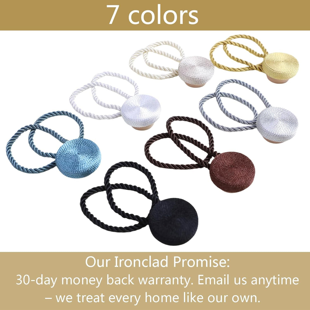 Magnetic Curtain Tiebacks - 12mm Magnetic Tie Backs for Curtains, Heavy Duty No Drill Curtain