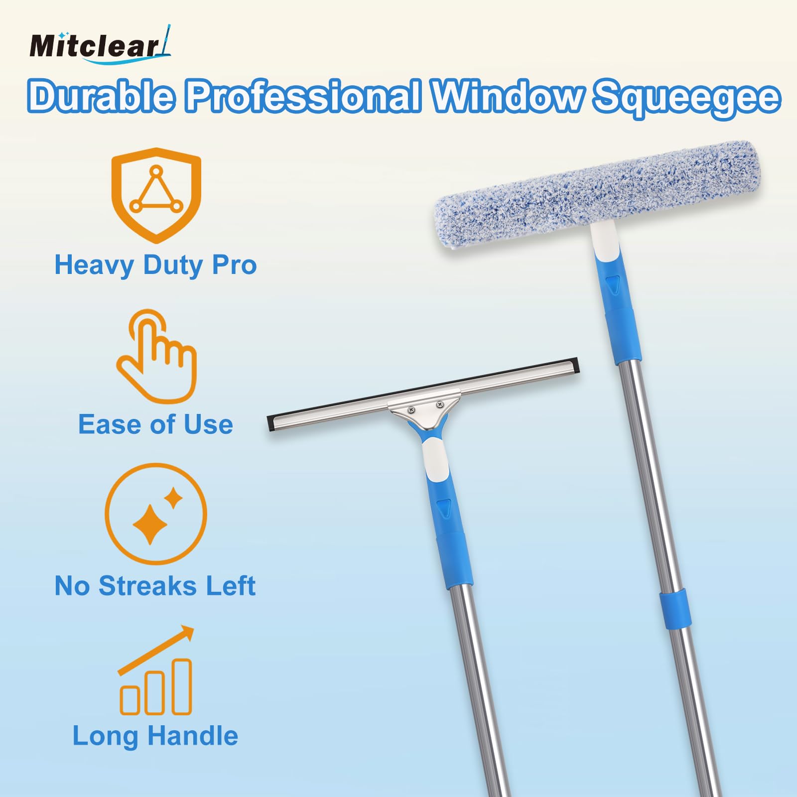 Mitclear 77'' Long Squeegee Window Cleaner Tool for Indoor Outdoor Windows