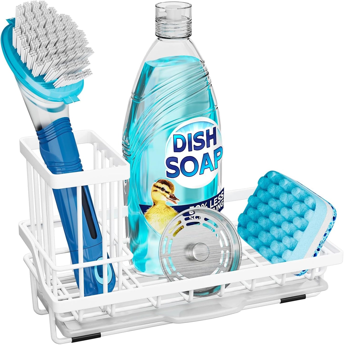 Consumest Sponge Holder for Kitchen Sink - Sink Caddy Organizer with Removable Drip Tray for