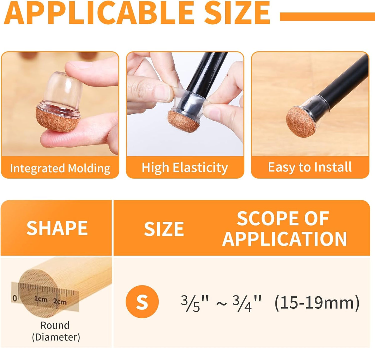 Ezprotekt 24 Pcs Small Clear Silicone Chair Leg Floor Protectors for Hardwood Floors, Chair Leg