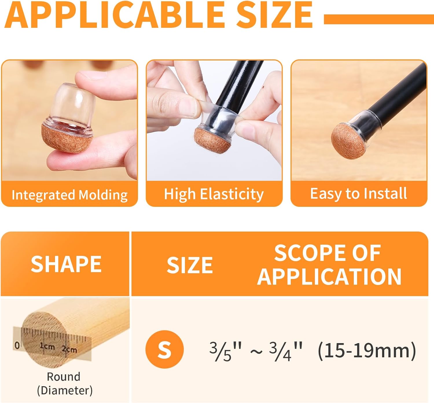 Ezprotekt 24 Pcs Small Clear Silicone Chair Leg Floor Protectors for Hardwood Floors, Chair Leg