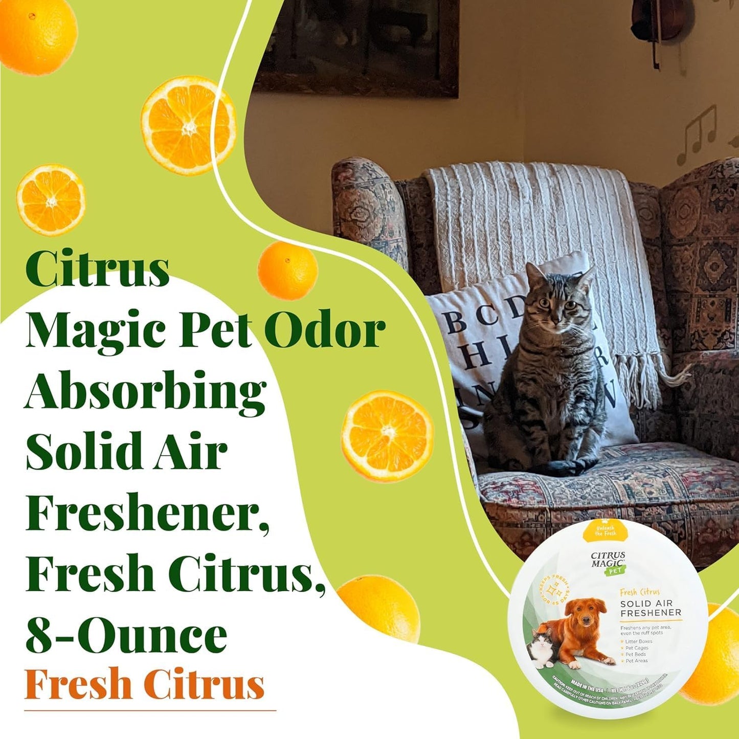 Citrus Magic Pet Odor Absorbing Solid Air Freshener for Home, Air Purifier, Fresh Citrus, Must have