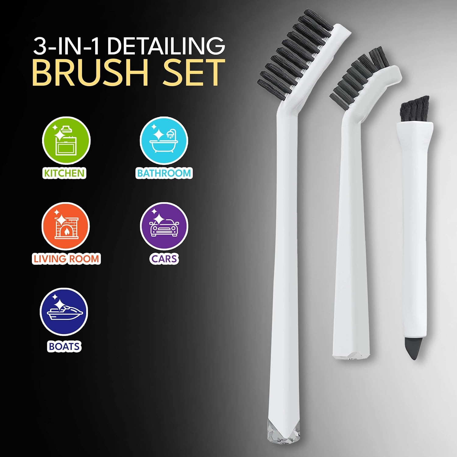 Grout Cleaning Brushes Set (3 Pcs) Deep Cleaner Multi-Purpose Stiff Bristle Brush, Cleaning