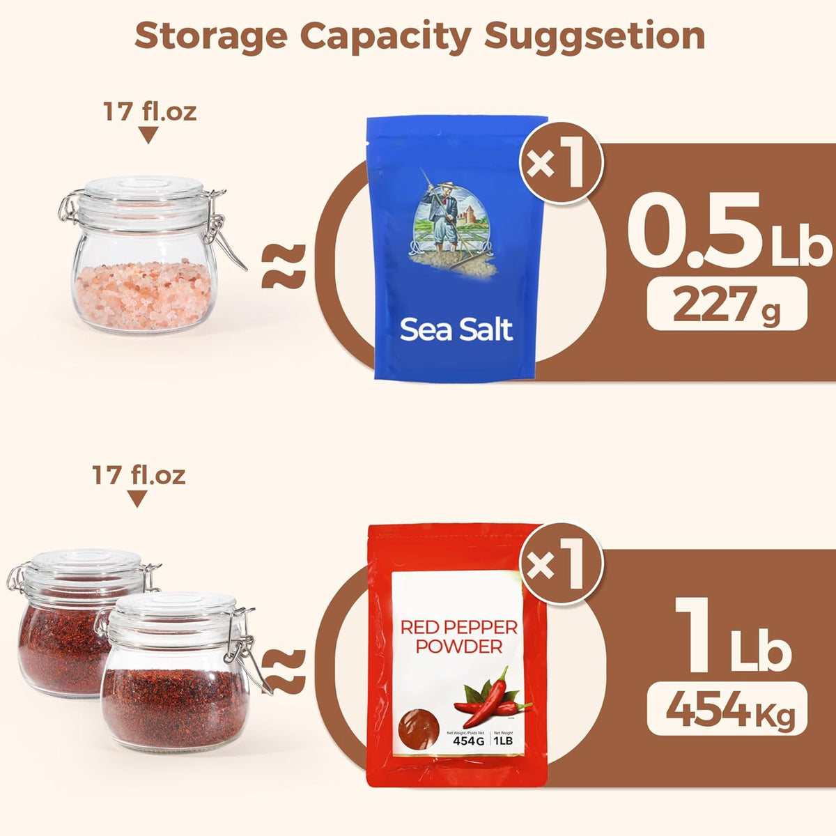 ComSaf Airtight Glass Jars with Lids 17oz Small Food Storage Container Set of 6 - Airtight Canister