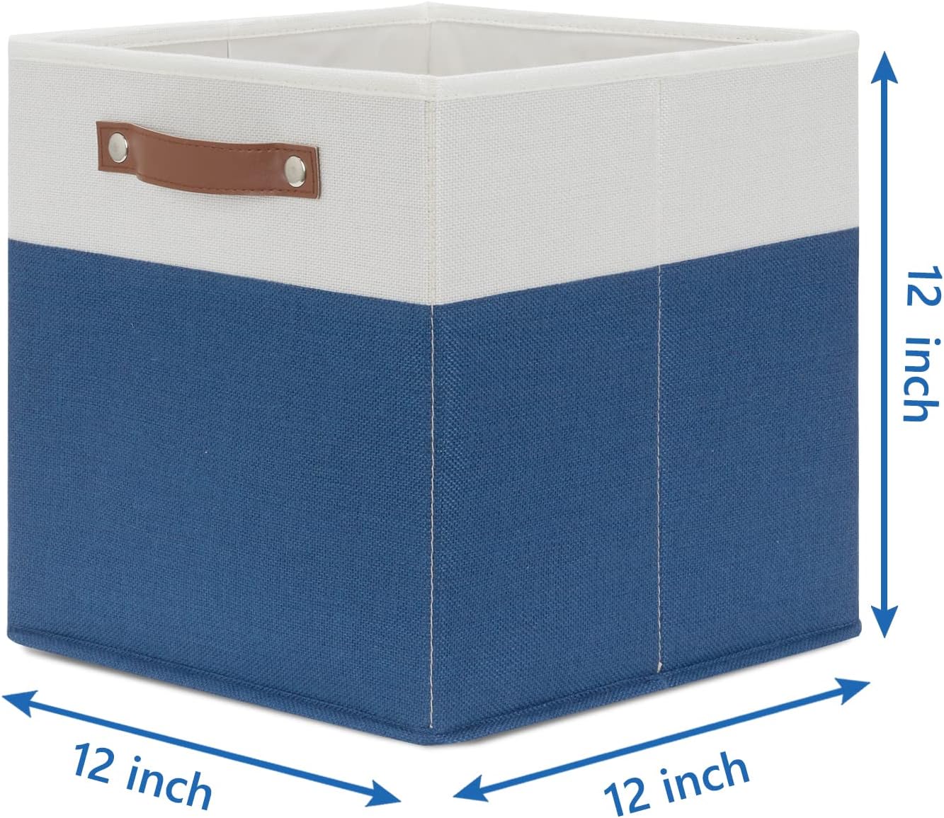 Temary Collapsible Storage Boxes - 12x12 Blue Cube Storage Bins with Handles for Organizing Home