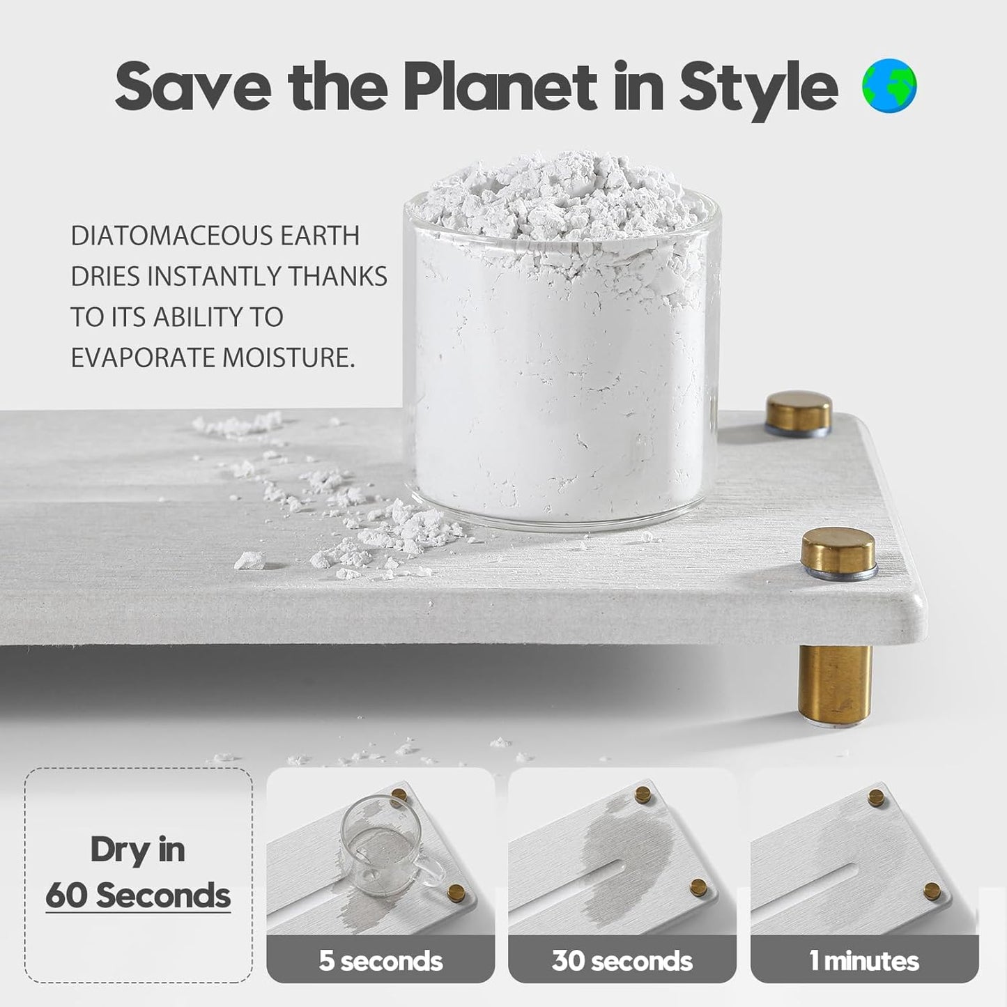 Water Absorbing Stone Sink Caddy Kitchen Sink Organizer Tray, Diatomite Bathroom Counter Tray, Gold