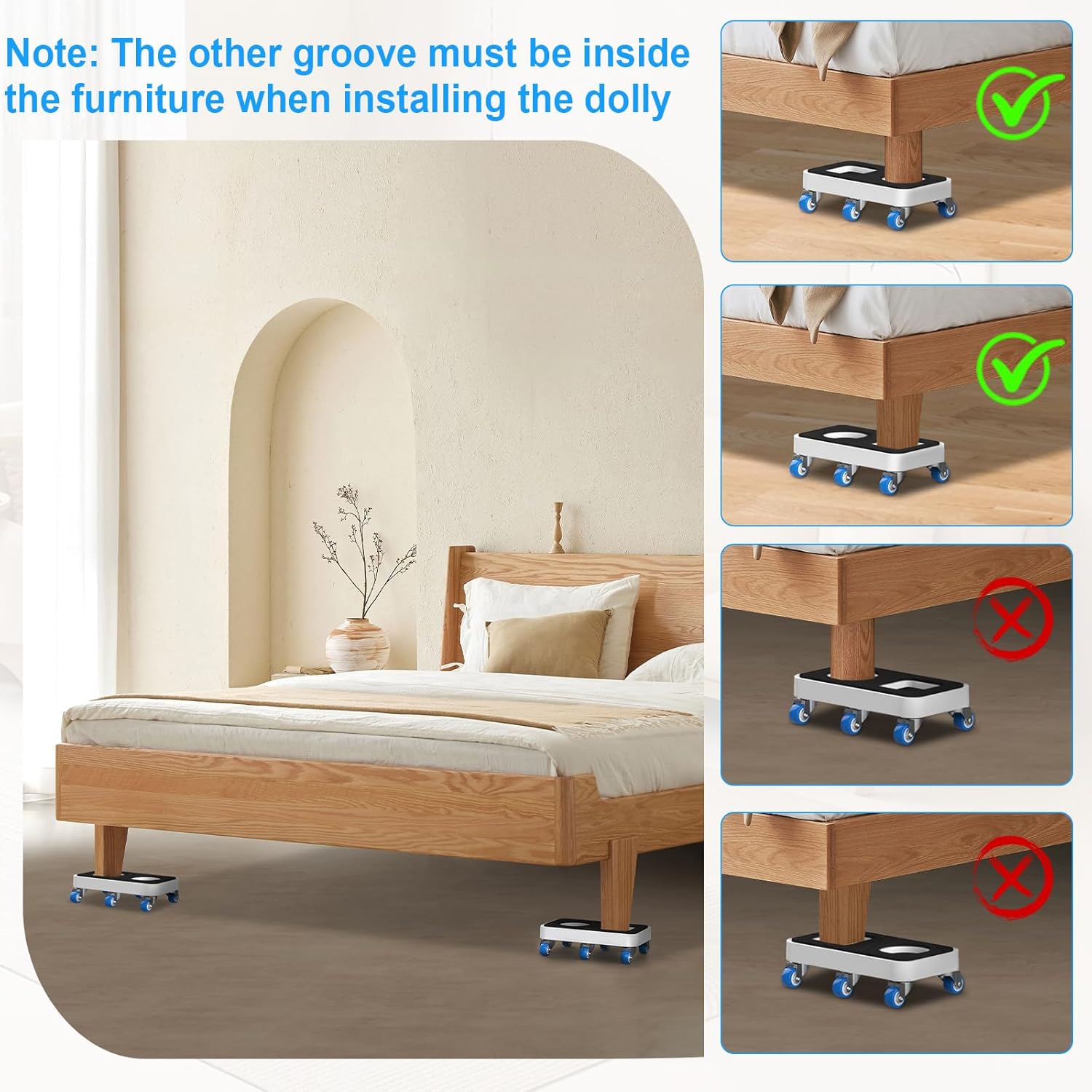 Furniture Dolly with Dual Groove Design: Furniture Sliders with 6 Wheels - for Various Types of