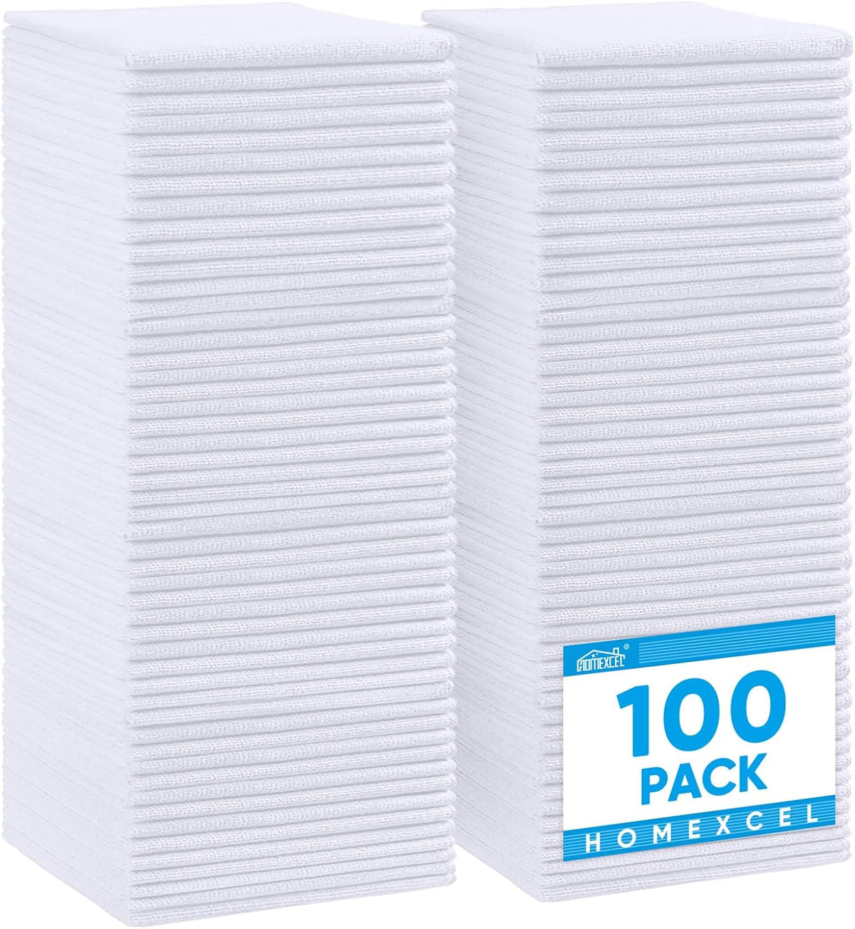 HOMEXCEL White Microfiber Cleaning Cloth, 100 Pack Cleaning Towels for Kitchen, Lint Free