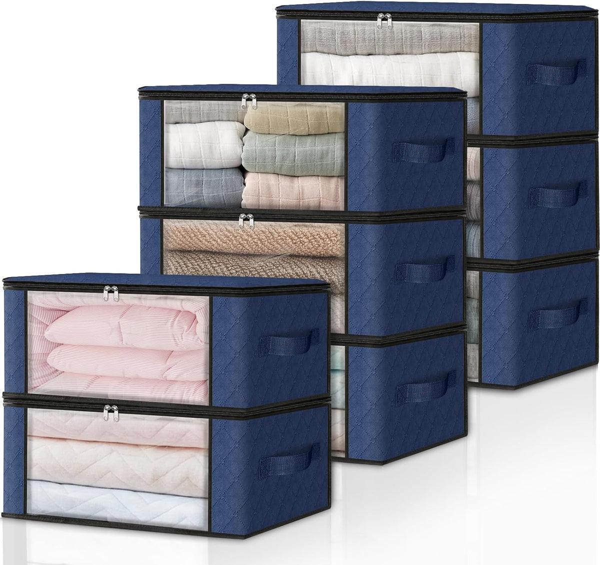 HomeHacks Storage 8-Pack Clothes Organizer Storage Bags Foldable Storage Box with Large Clear