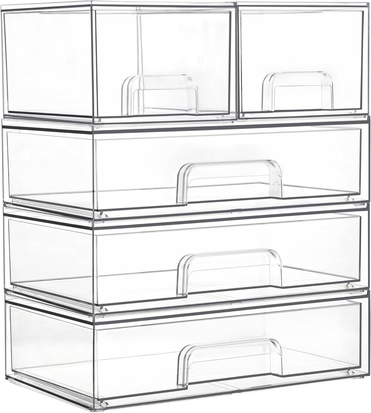 Vtopmart Clear Stackable Storage Drawers Set of 5, Plastic Organizer Bins for Makeup, Cosmetics