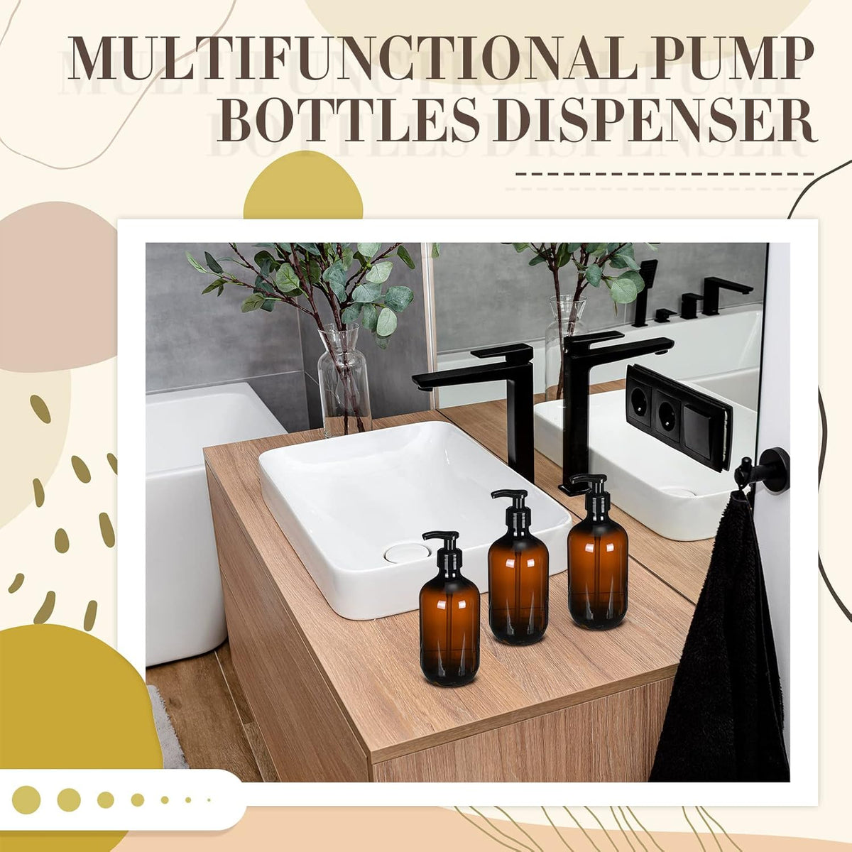Tessco for you 12 Pack Amber Soap Dispenser Empty Plastic Pump Bottles Dispenser Refillable Shampoo