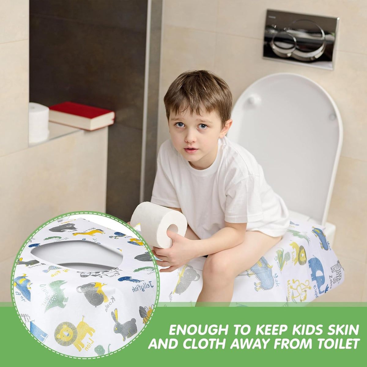 50 Packs Disposable Toilet Seat Covers Extra Large Individually Wrapped for Kids and Adults
