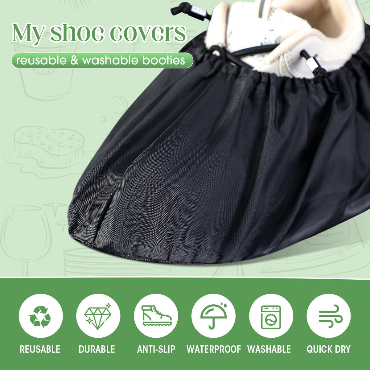 Frienda 8 Pairs Non Slip Reusable Shoe Covers Waterproof Boot Covers for Household Carpet Floor