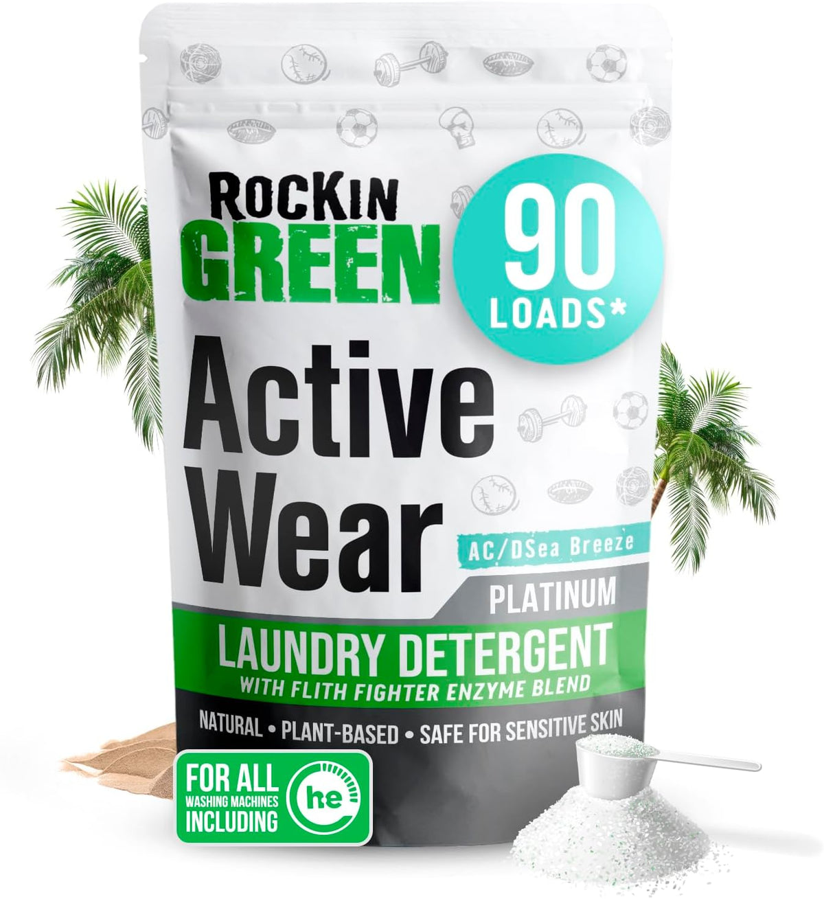 Rockin' Green Laundry Detergent, Plant based, All Natural Laundry Detergent Powder, Vegan and