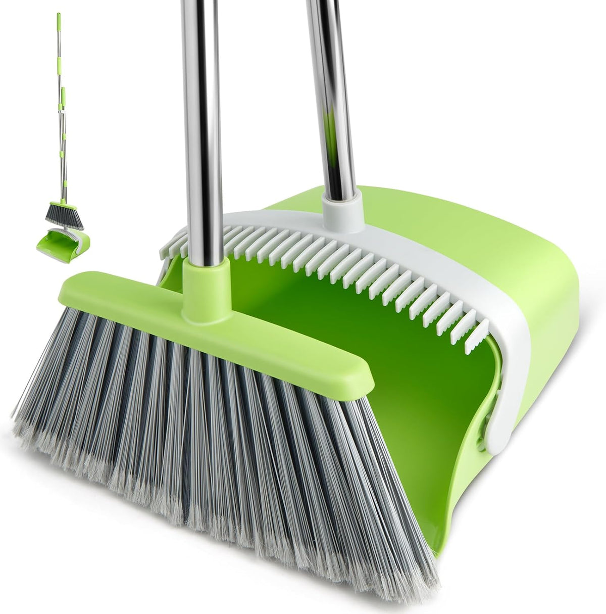 Broom and Dustpan Set, Dustpans with Broom Combo for Home, Heavy Dust Broom and Dustpan Combo, Long