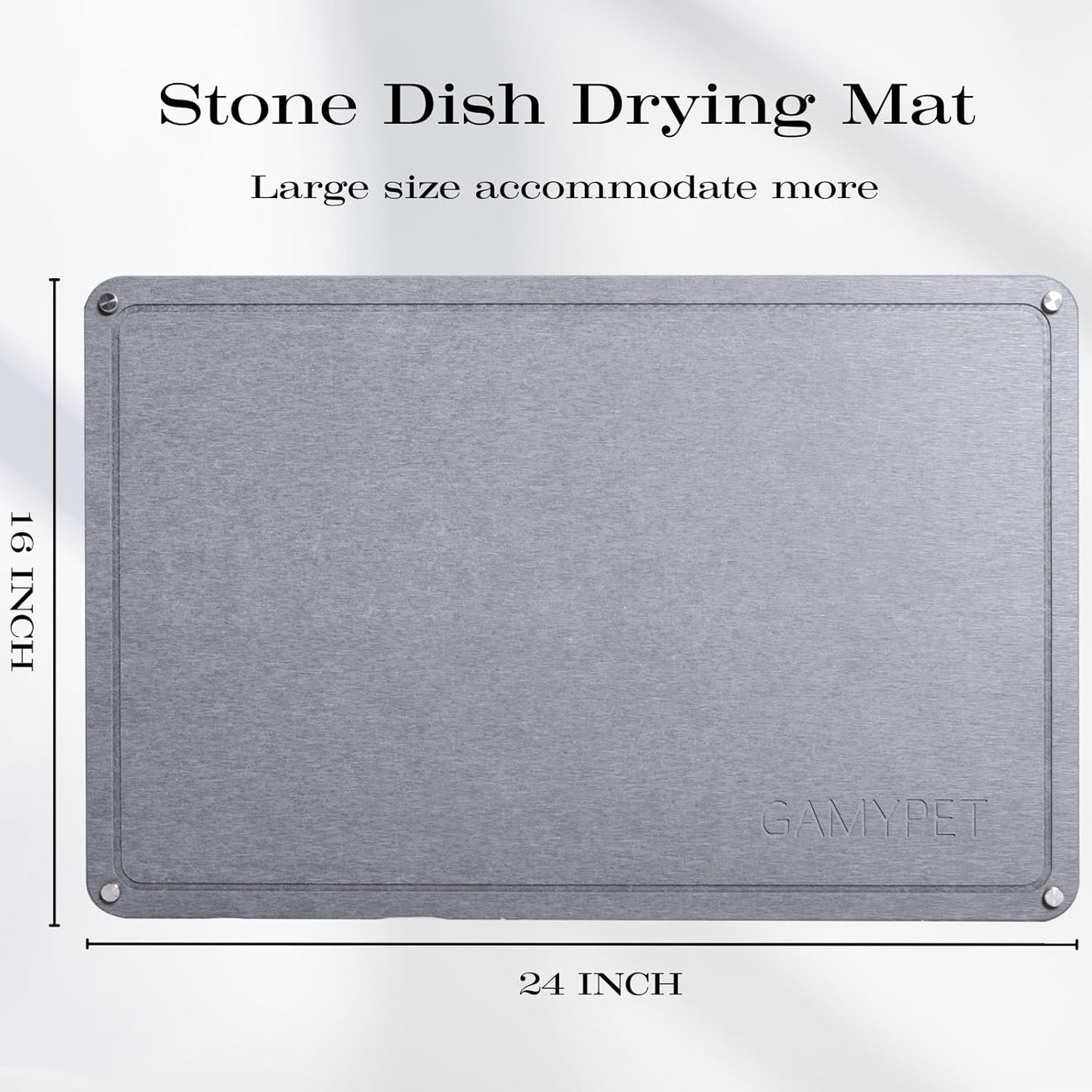 Stone Dish Drying Mat 24"×16" Large Diatomaceous Earth Dishes Quick Dry Pad for Kitchen Counter