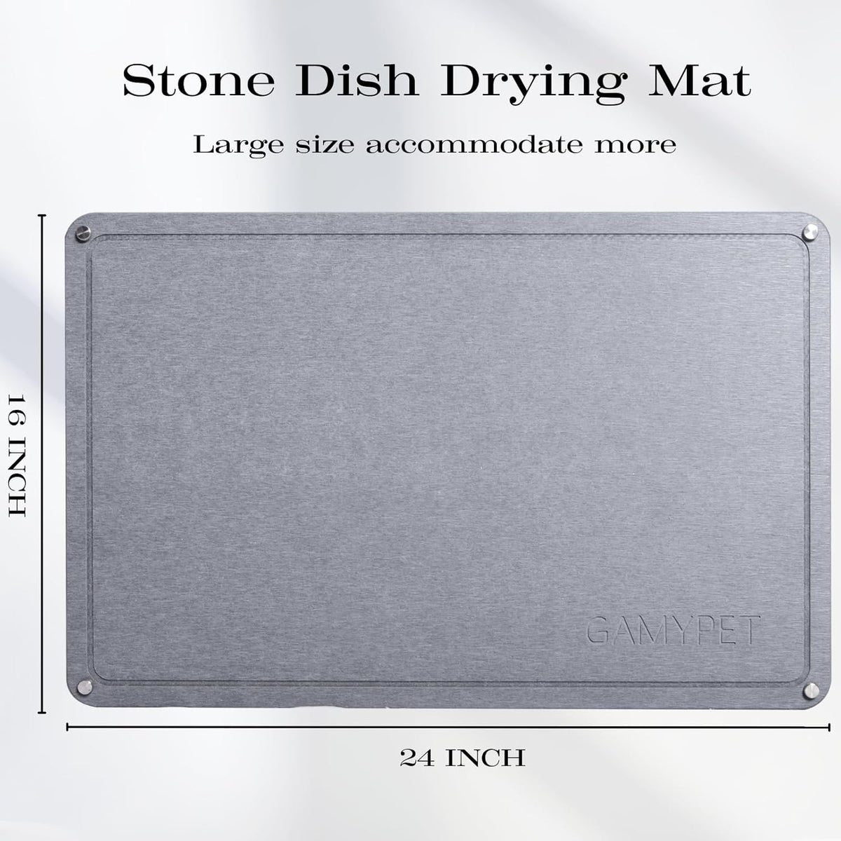 Stone Dish Drying Mat 24"×16" Large Diatomaceous Earth Dishes Quick Dry Pad for Kitchen Counter