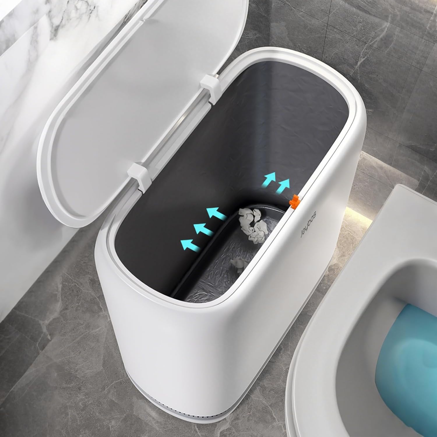 JOYBOS Bathroom Trash Cans,Adsorption Garbage Can with Press Type Lid,10L Dogproof Slim Plastic