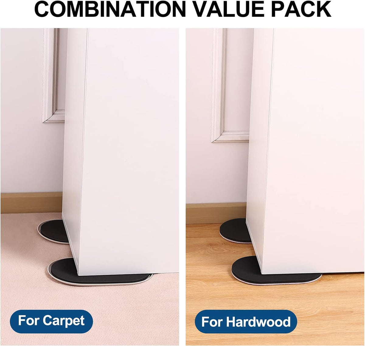 Ezprotekt 8 Pack Reusable Large Furniture Movers Sliders for Carpet and Hardwood Floors, 9-1/2" x