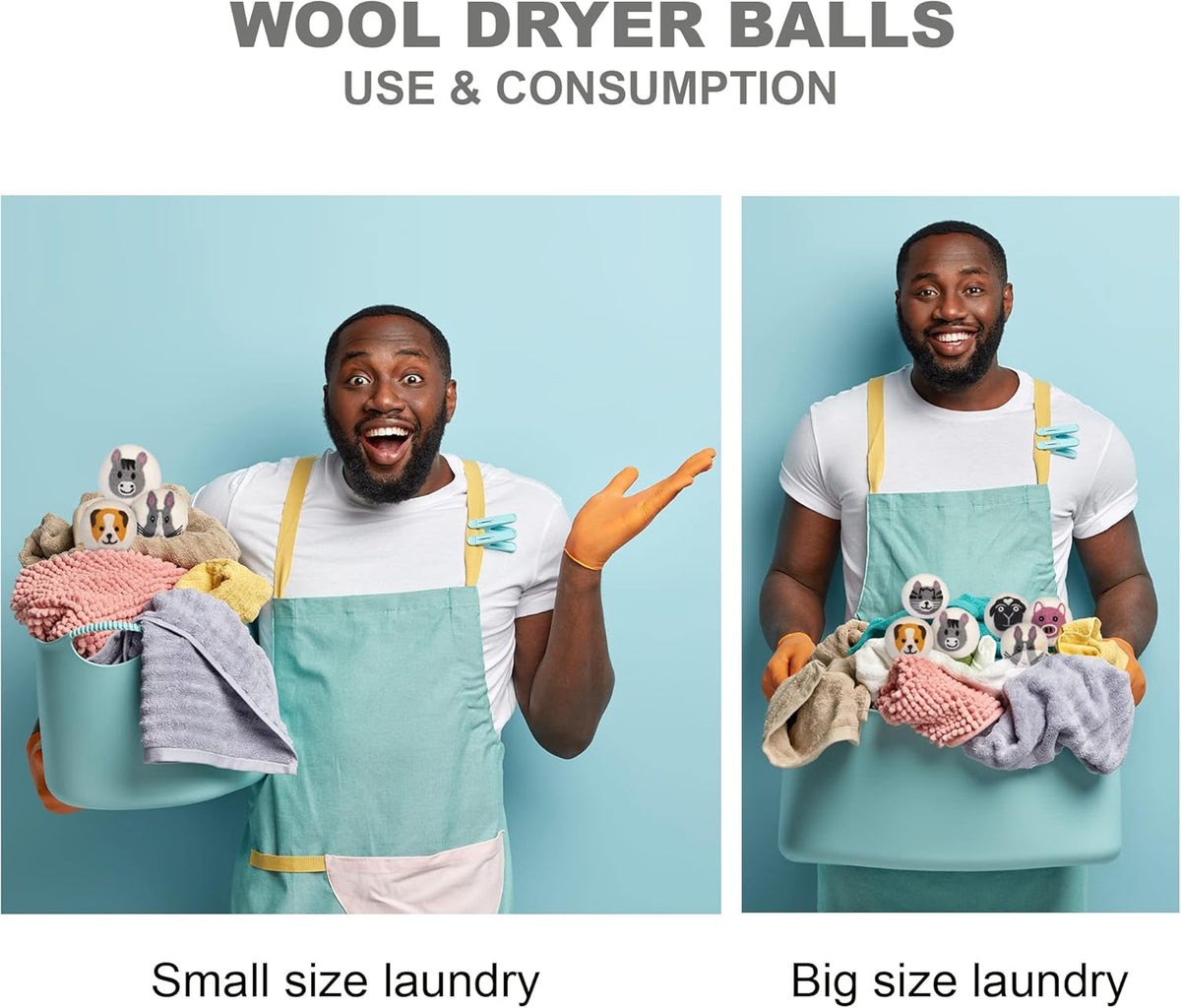 Wool Dryer Balls – 6-Pack XL Organic Fabric Softener | Natural Handmade Sheep Wool | Reusable