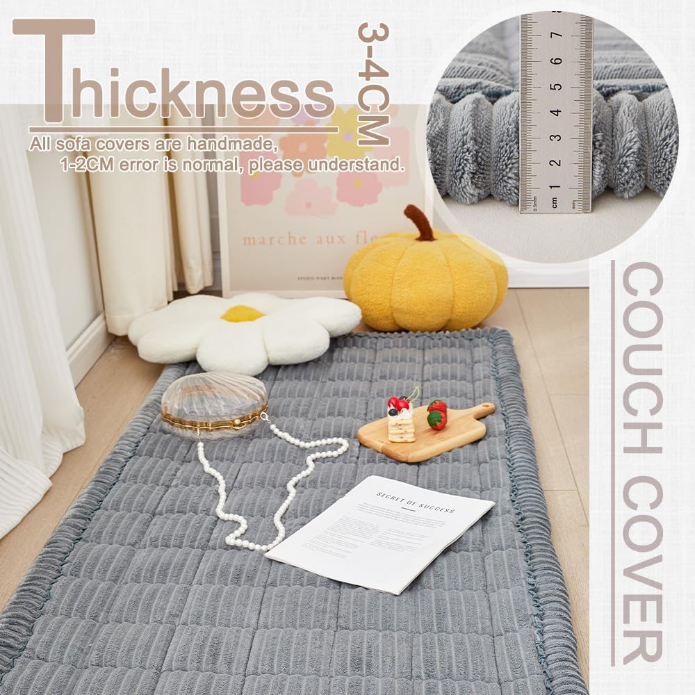 Couch Cover for Dogs Washable, Fuzzy Pet Couch Covers for 3 Cushion Sofa Pet Friendly, Non Slip