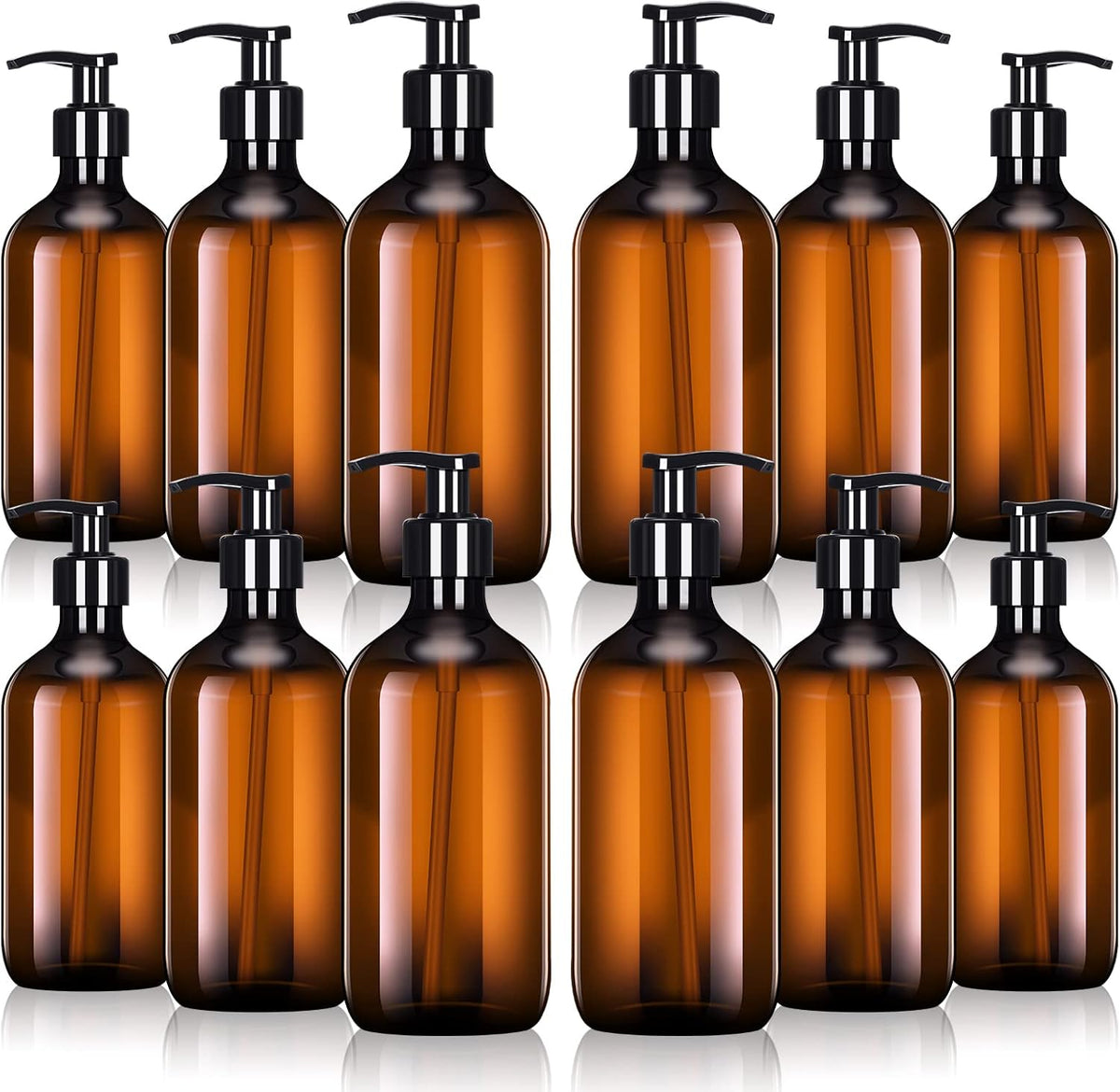 Tessco for you 12 Pack Amber Soap Dispenser Empty Plastic Pump Bottles Dispenser Refillable Shampoo