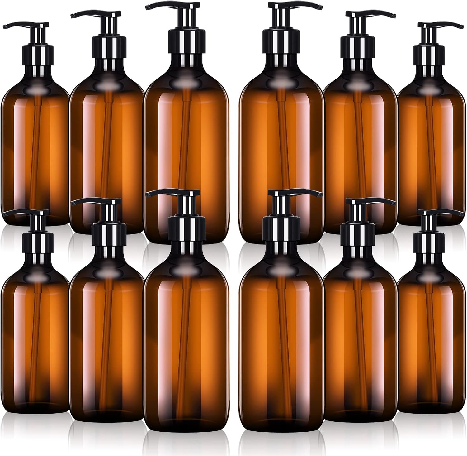 Tessco for you 12 Pack Amber Soap Dispenser Empty Plastic Pump Bottles Dispenser Refillable Shampoo