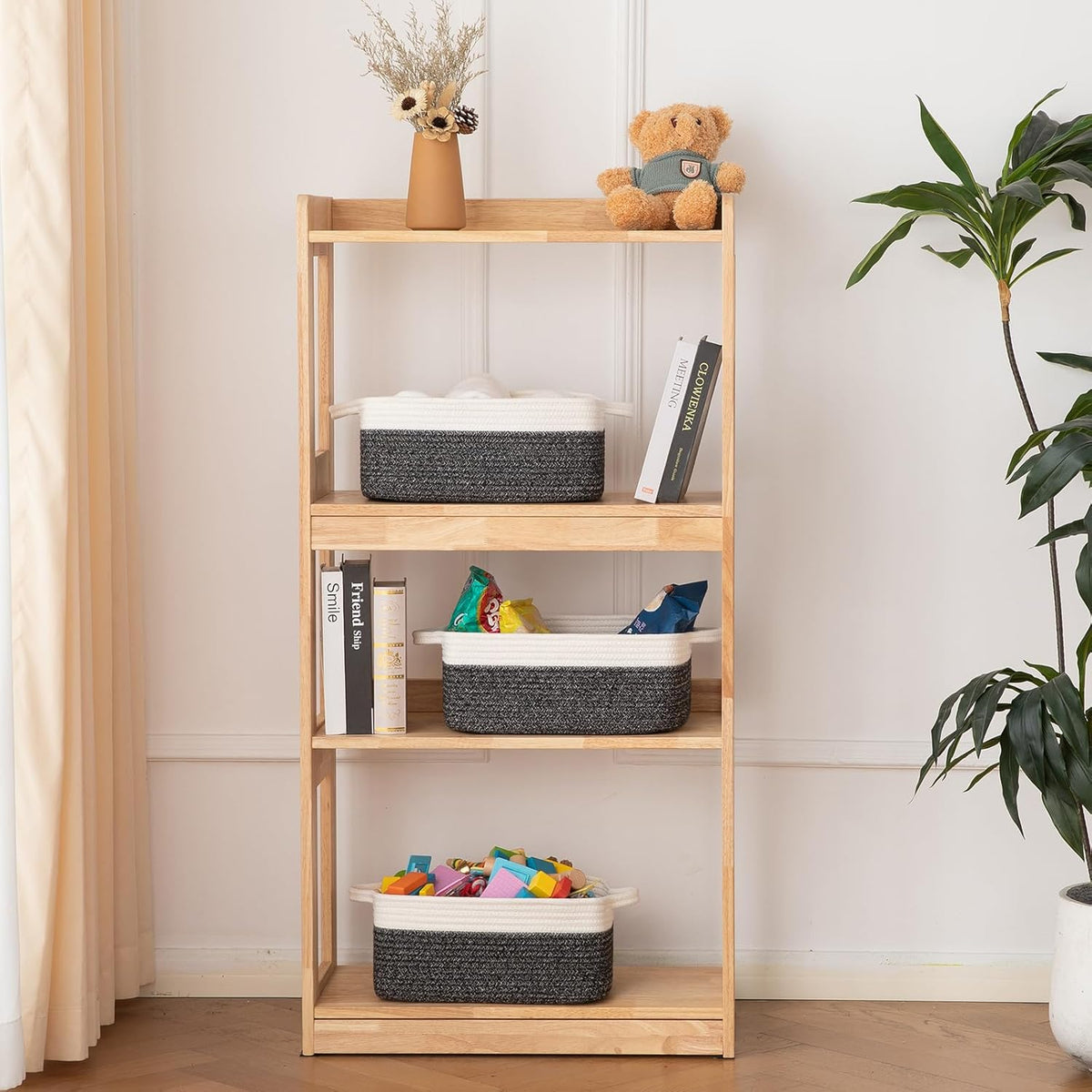 OIAHOMY 3 Pack Storage Baskets for Organizing, Woven Cotton Rope Basket for Shelves, Closet
