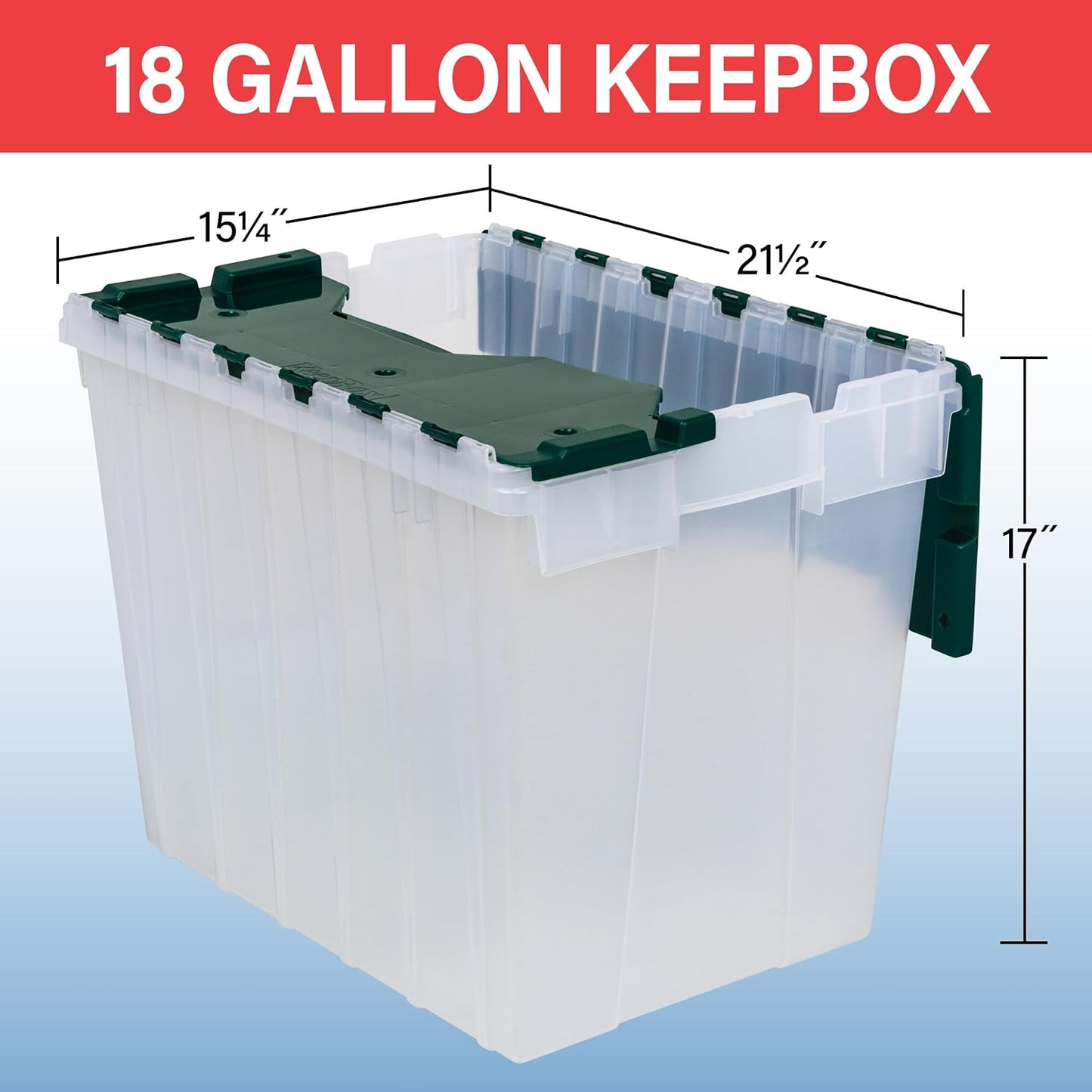 Akro-Mils KeepBox 18 Gallon Storage Container, Nesting and Stackable Plastic Storage Box with Lid