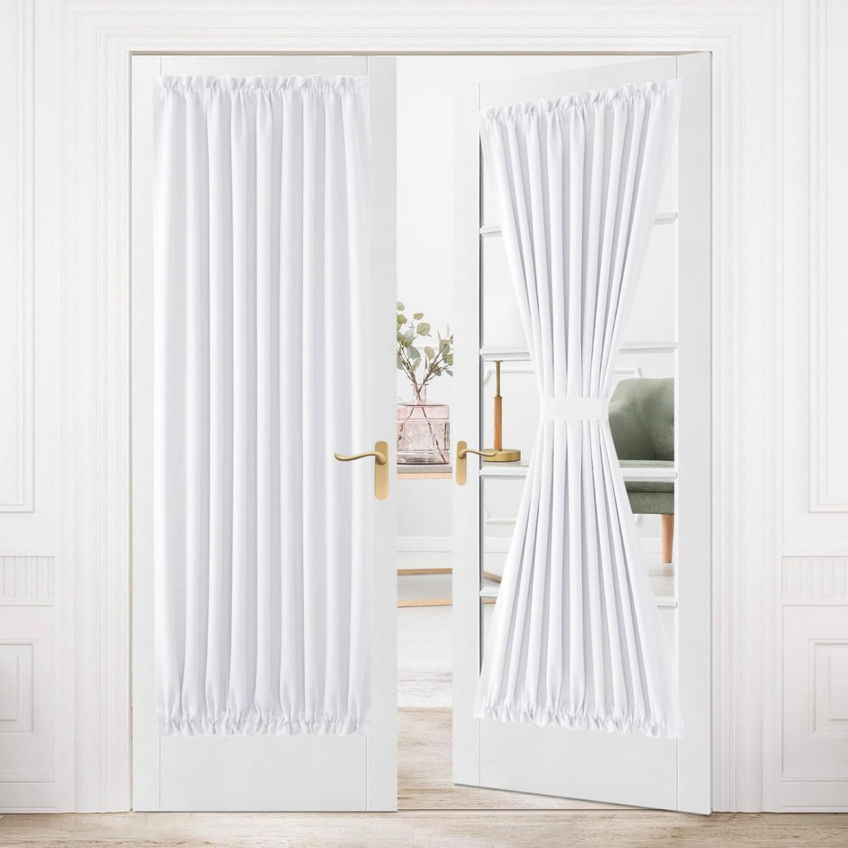 DWCN French Door Curtains – Rod Pocket Thermal Curtain for Doors with Glass Window, Kitchen and
