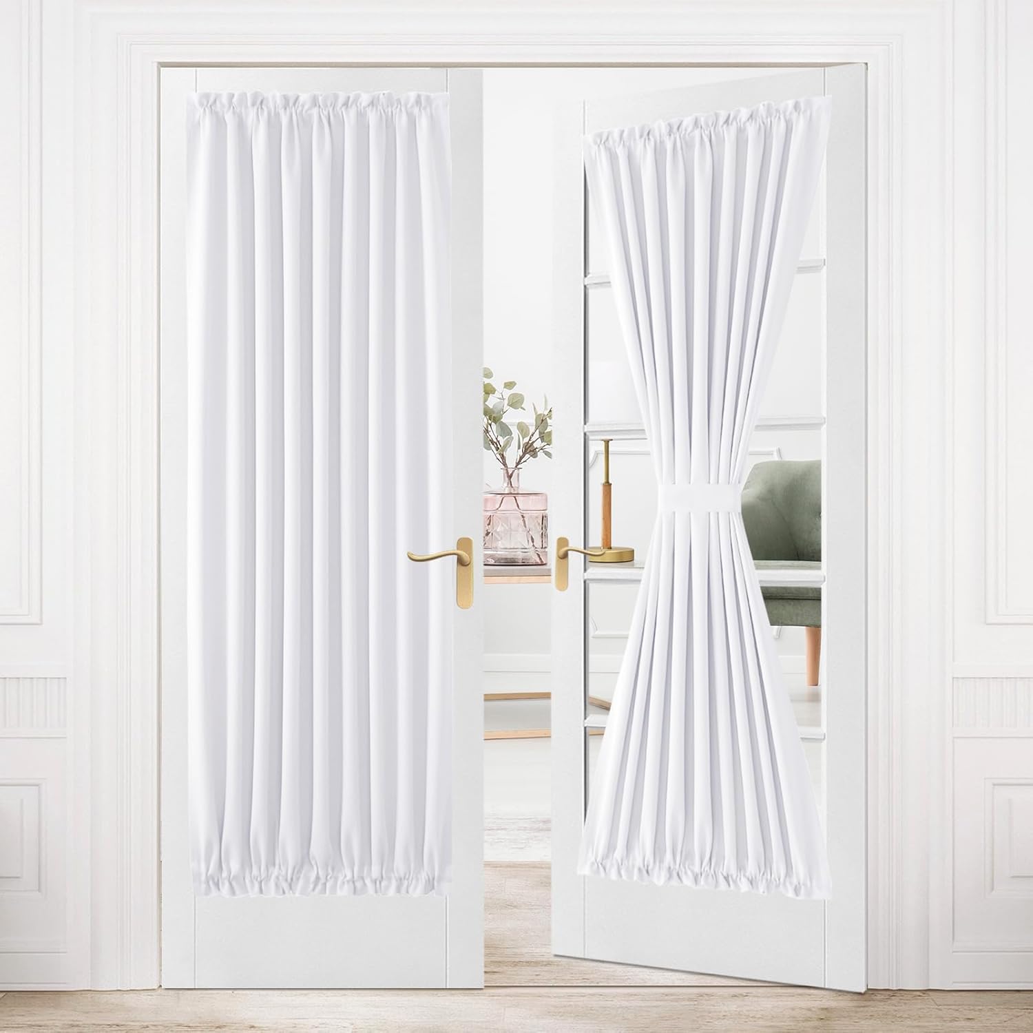 DWCN French Door Curtains – Rod Pocket Thermal Curtain for Doors with Glass Window, Kitchen and