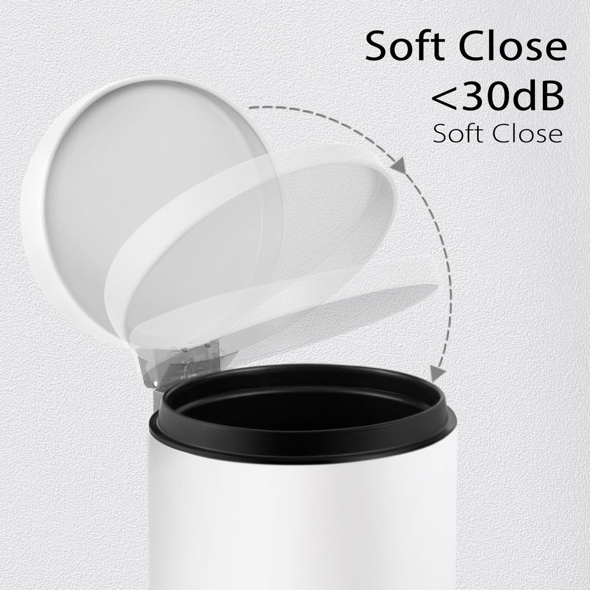 TIPGO Small Trash Can with Lid Soft Close, 4.5 Liters / 1.2 Gallon Bathroom Garbage Can, Mini Step